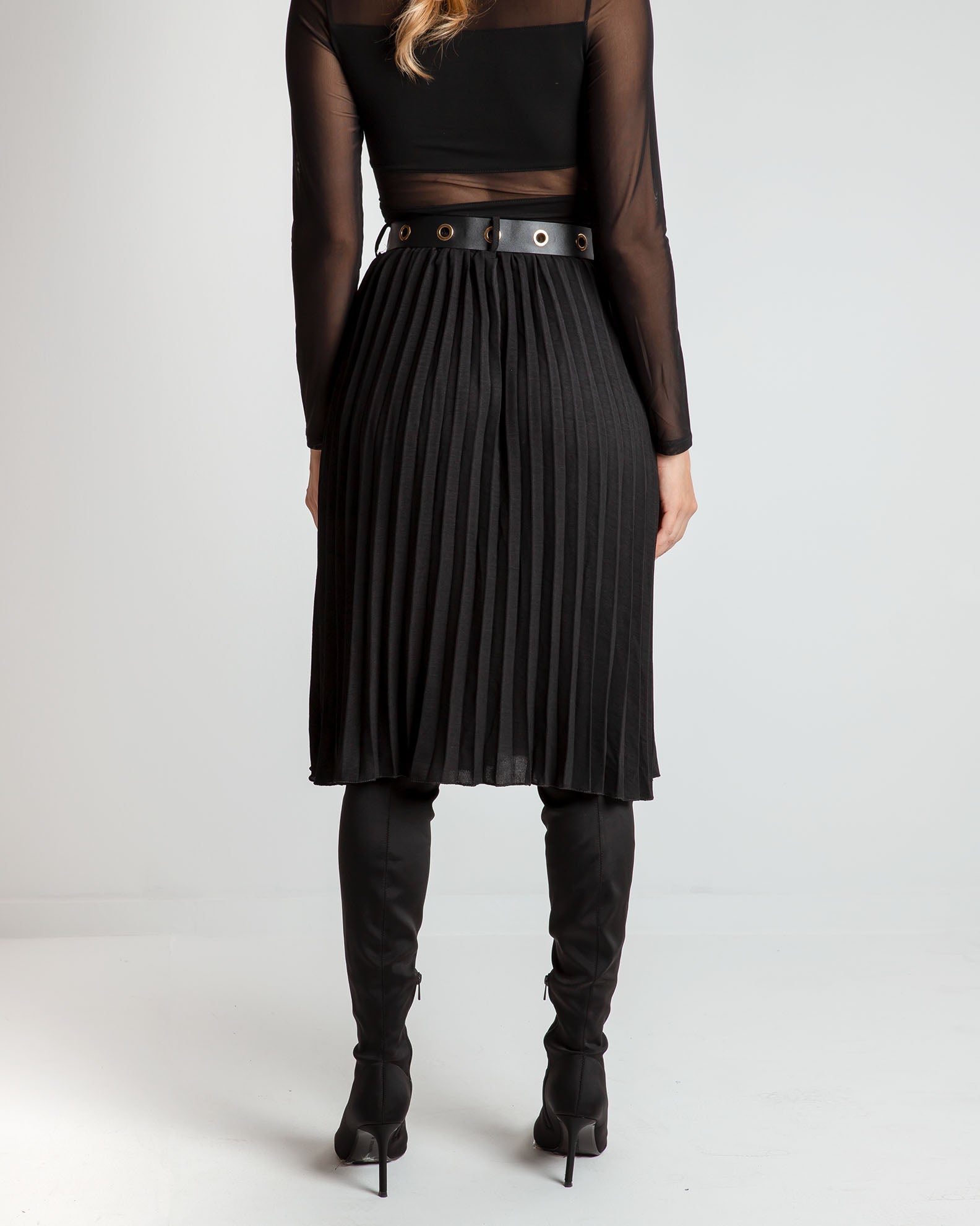 Midi skirt with pleats 'Lu44cile' - black