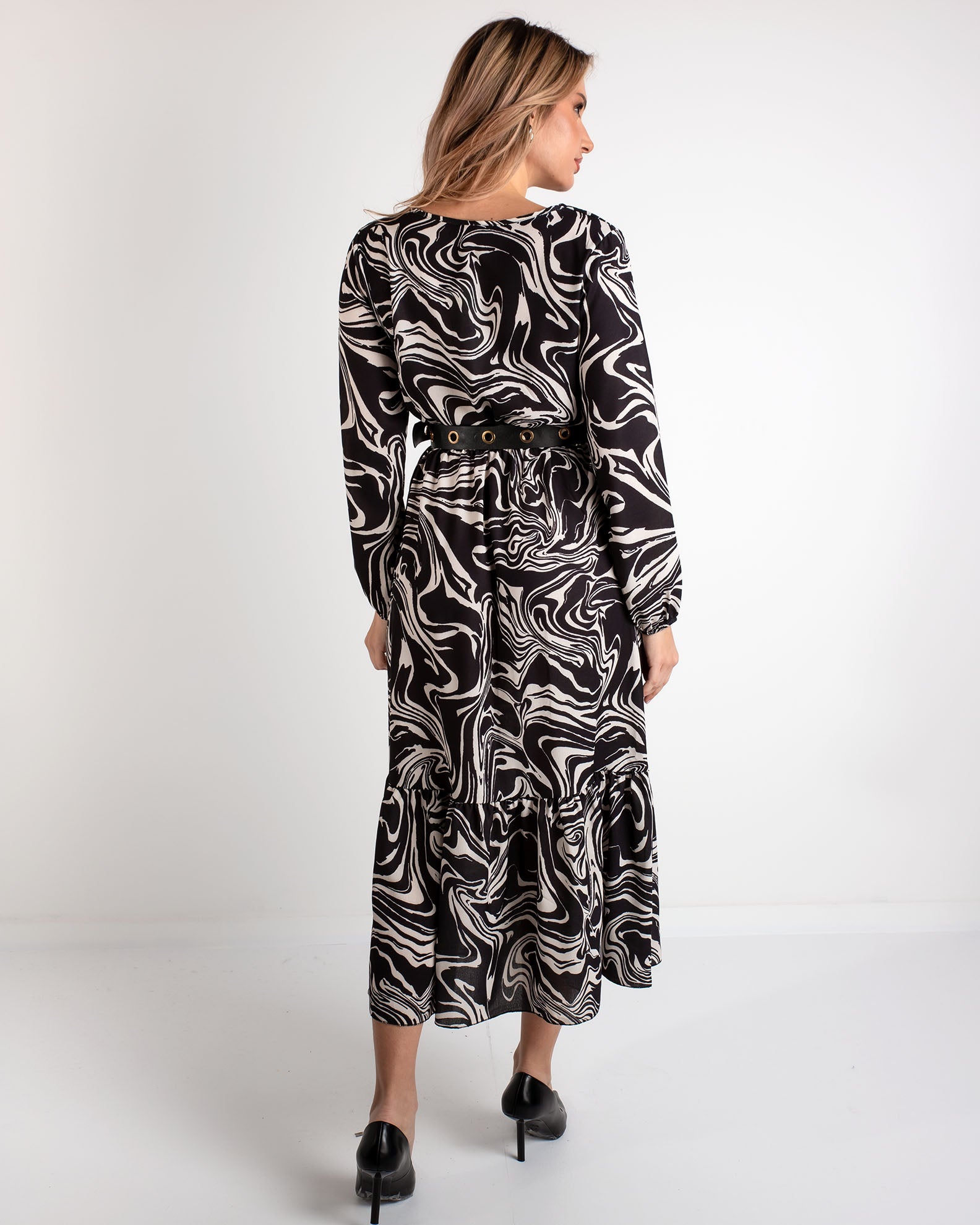 Printed midi dress 'Po44liana'-7719 black div