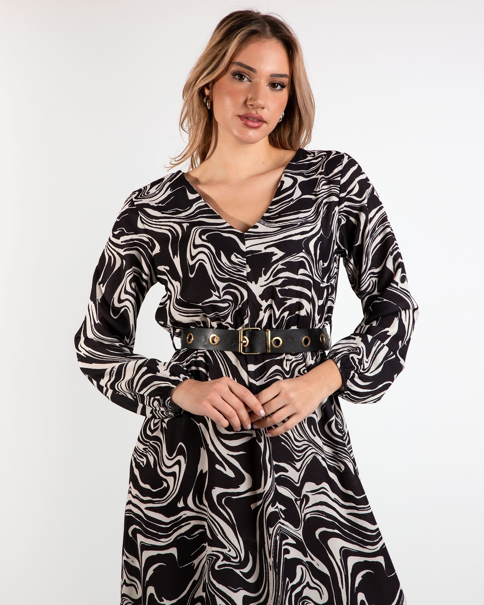 'Po44liana' printed midi dress-black div