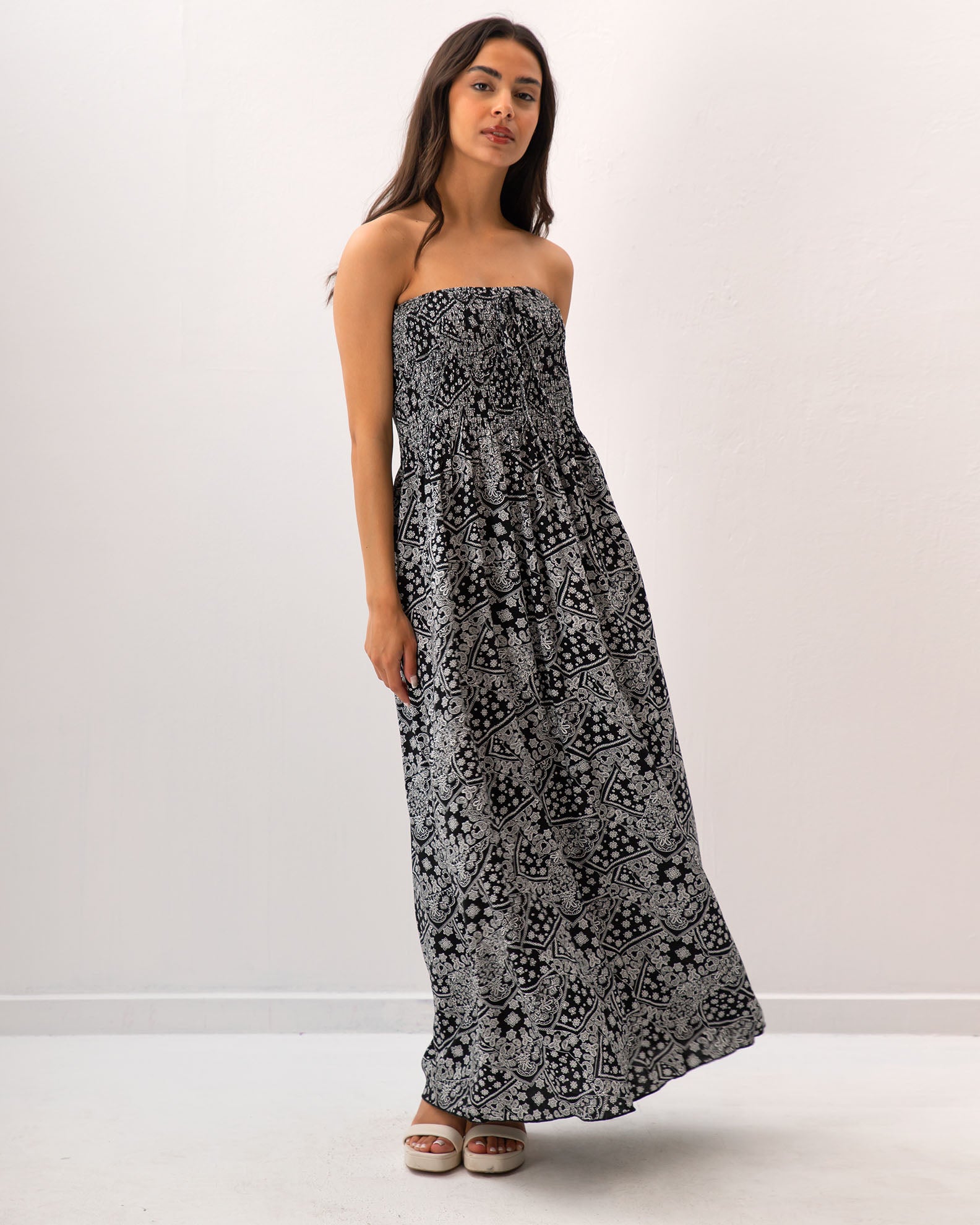 Μάξι εμρπιμέ φόρεμα 'No44elia'-black paisley