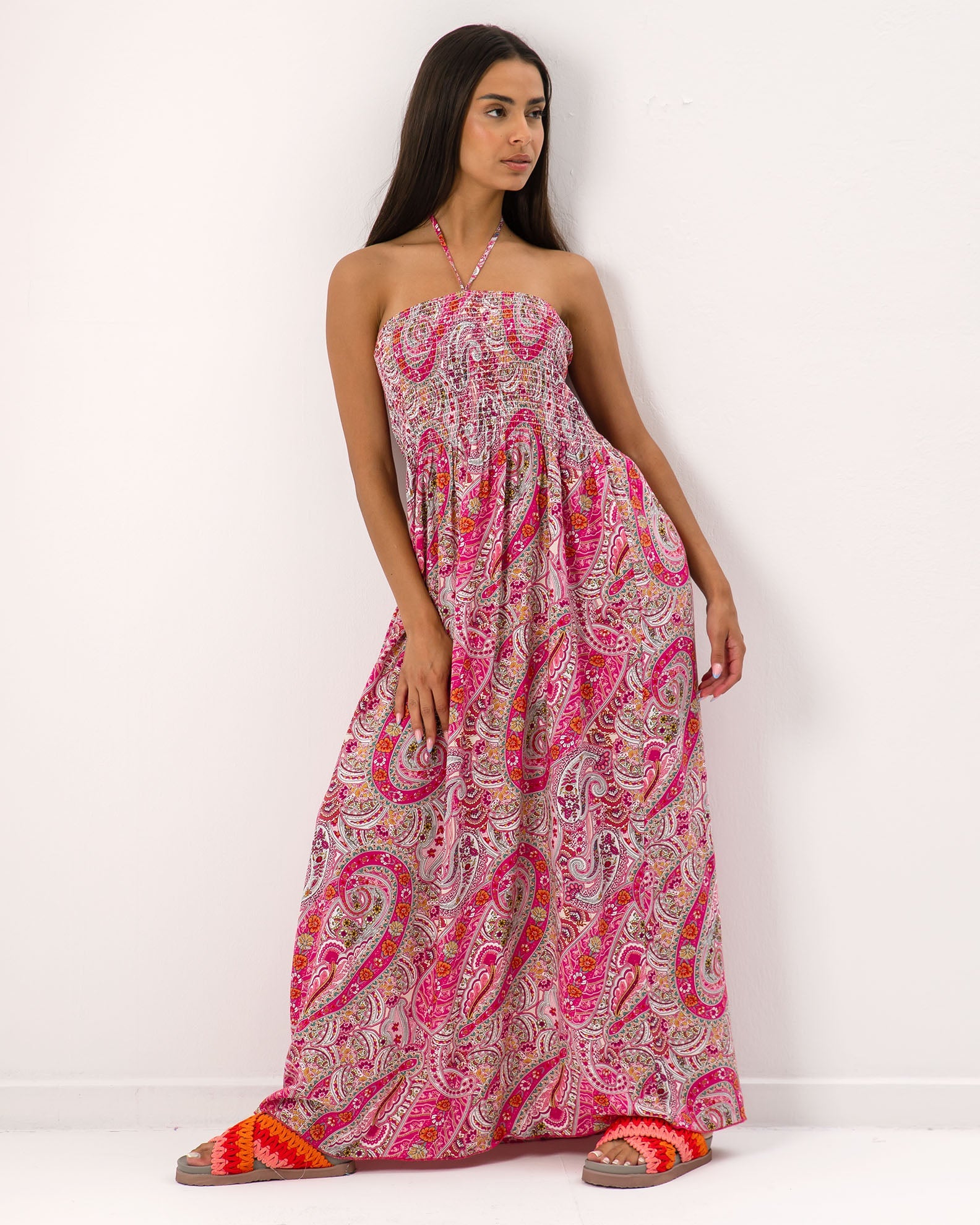 Long Strapless Dress 'No44elia'-pink paisley