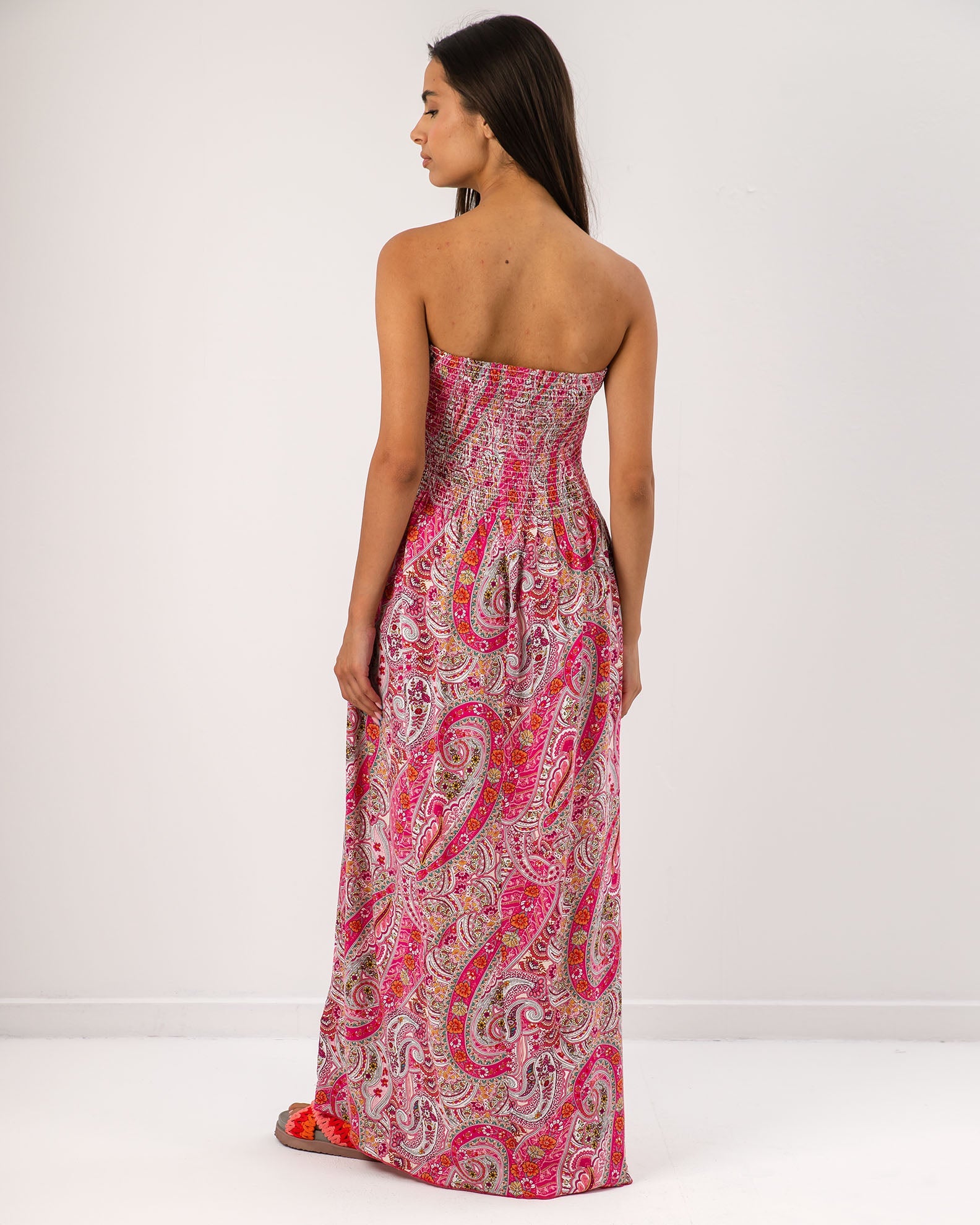 Long Strapless Dress 'No44elia'-pink paisley