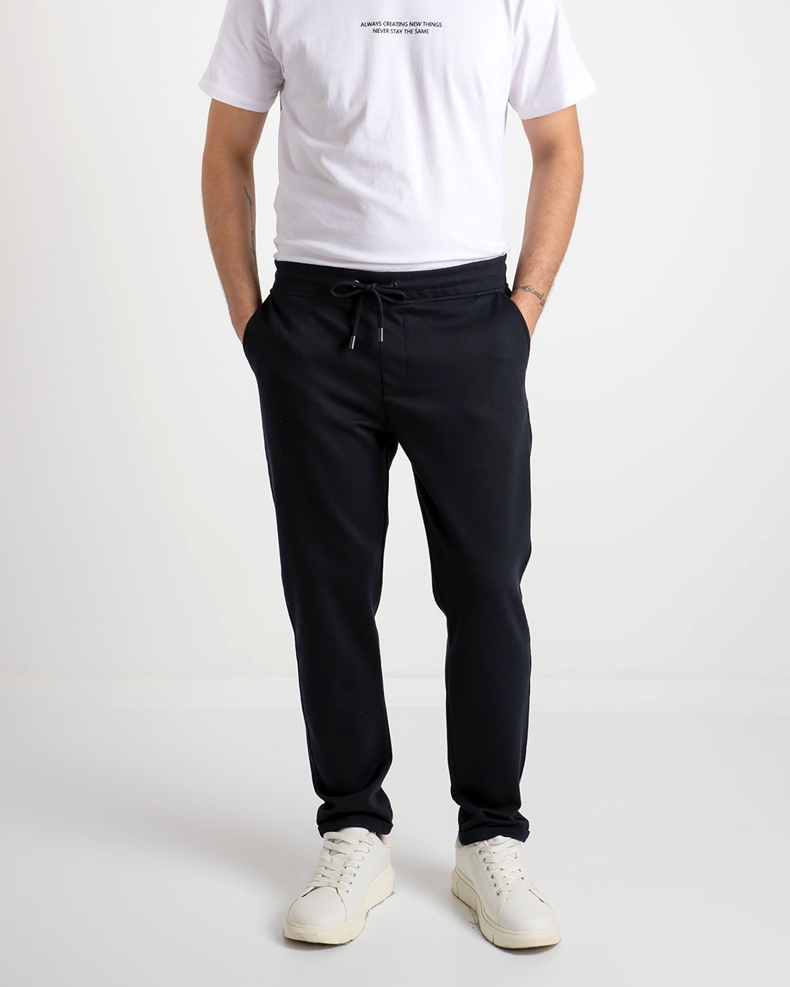 Men's pique trousers 'Byron'-BLACK