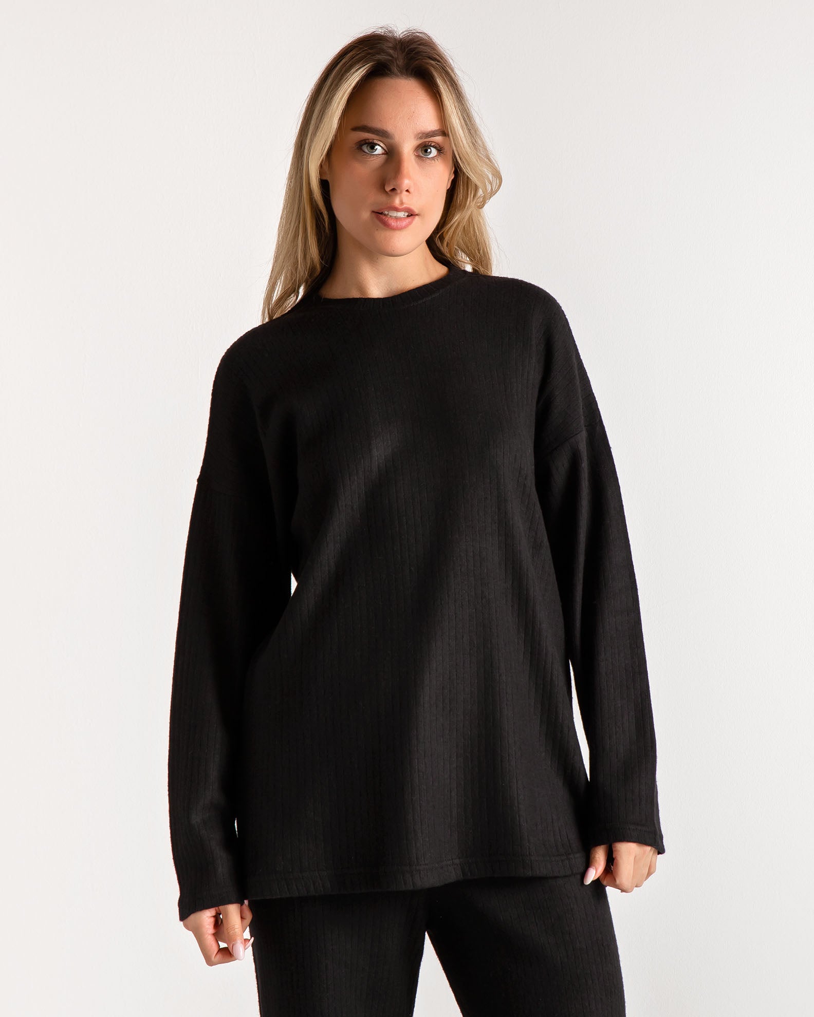 Women's rip-BLACK blouse