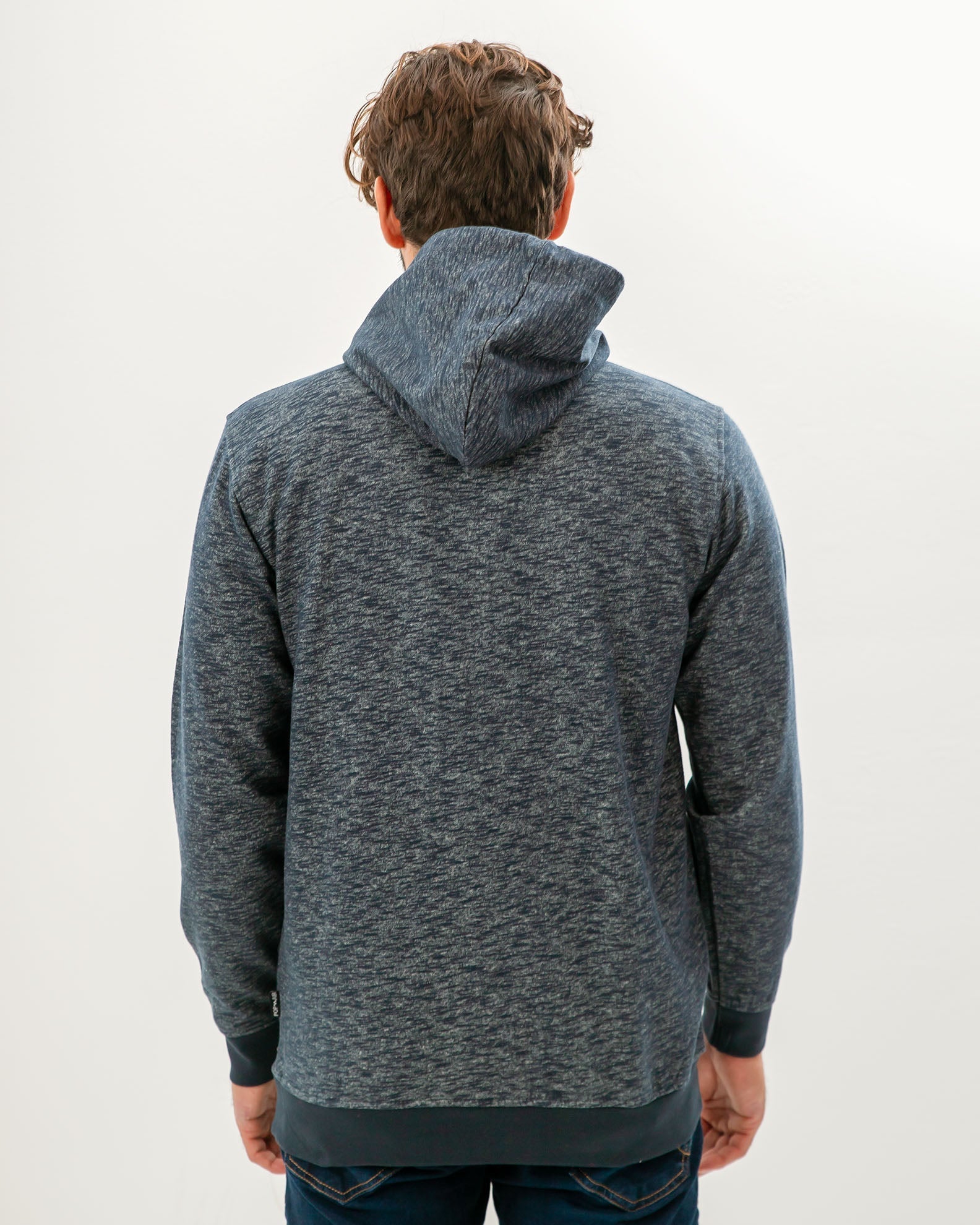 Men's Hoodie with 'Hawkins' Print-DENIM MELANGE