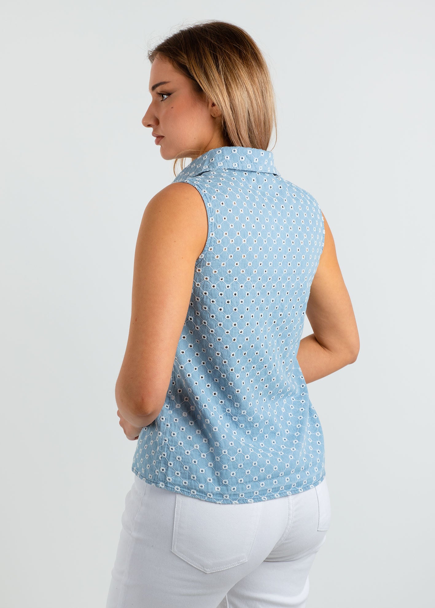 Γυναικείο πουκάμισο αμάνικο 'Fe44nja'-denim blue