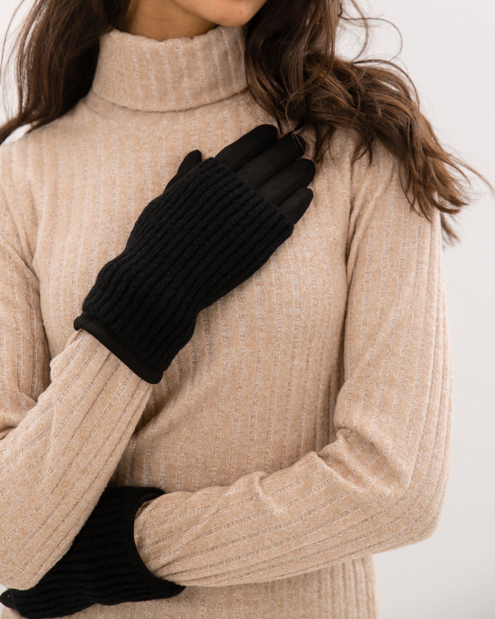 Women's knitted gloves Ha44zel-black