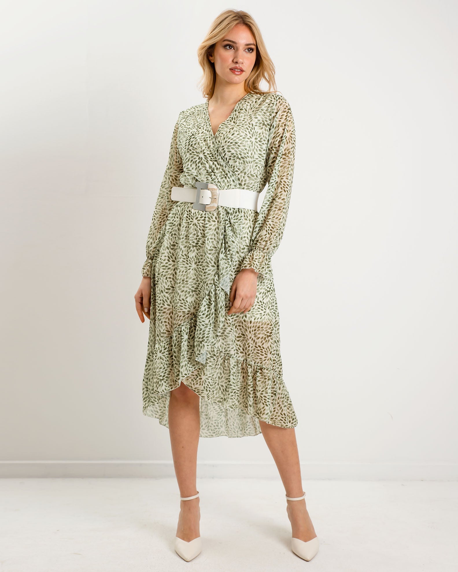 Printed long sleeve dress 'Ad44ina'-offwhite div