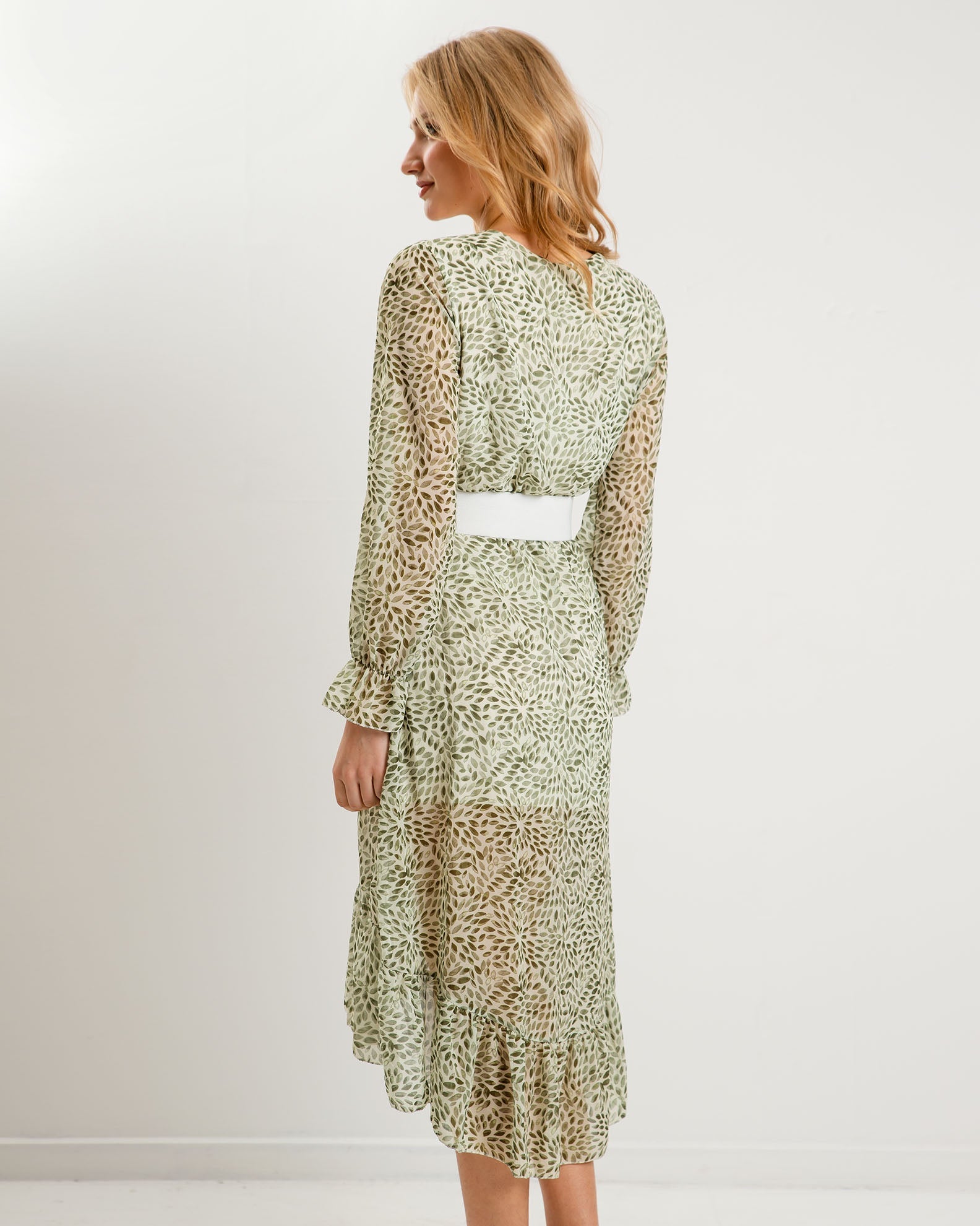 Printed long sleeve dress 'Ad44ina'-offwhite div