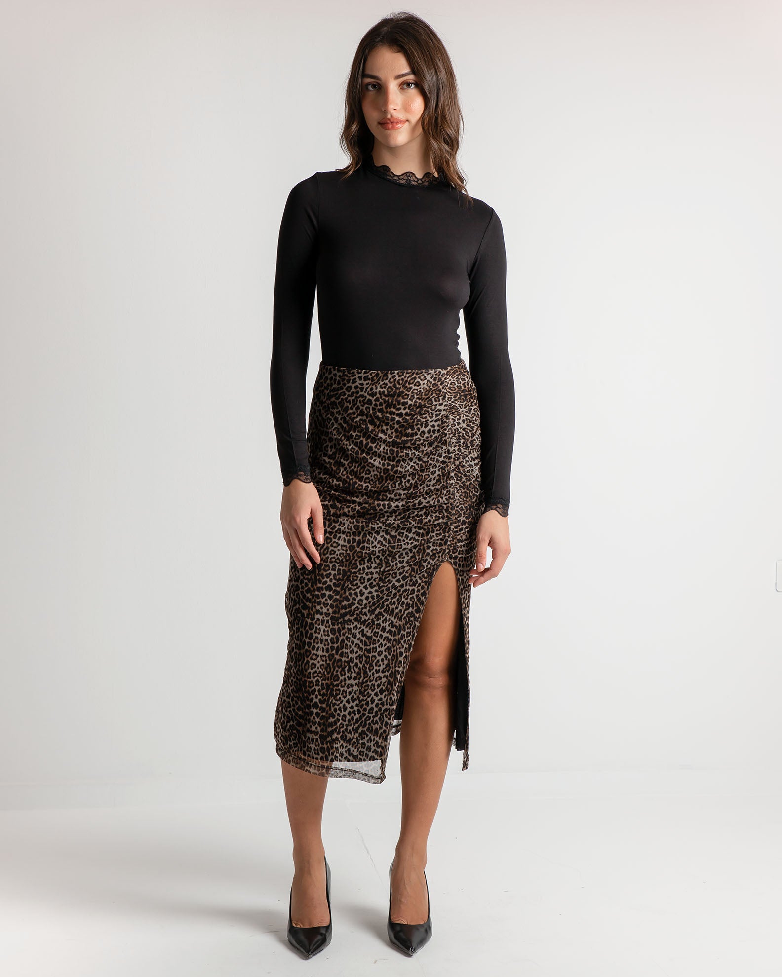 'Wa44llis' Leopard Midi Skirt