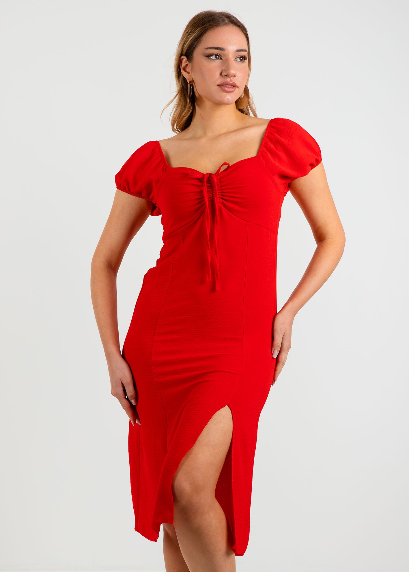 Φόρεμα μίντι κοντομάνικο 'Gi44sa'-scarlet red