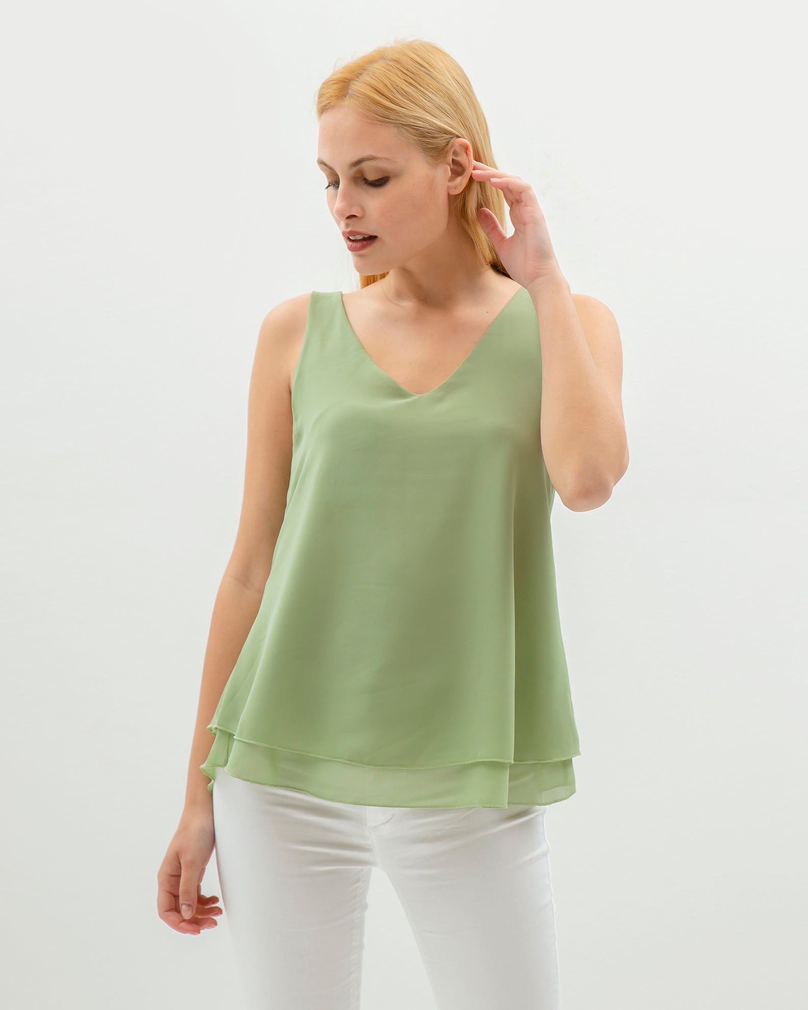 Women's Sleeveless Blouse 'Kani'-SOFT GREEN