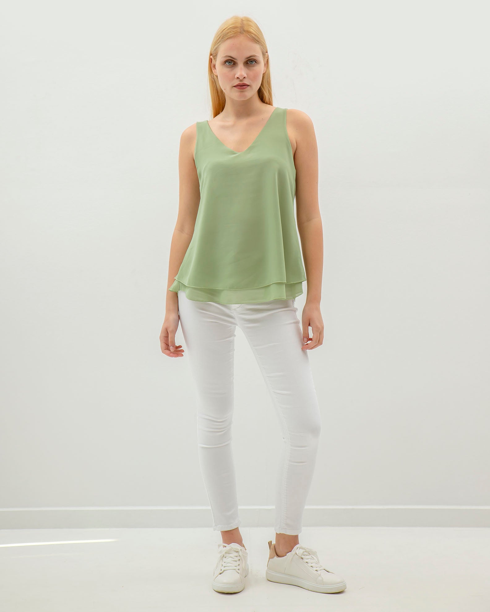 Women's Sleeveless Blouse 'Kani'-SOFT GREEN