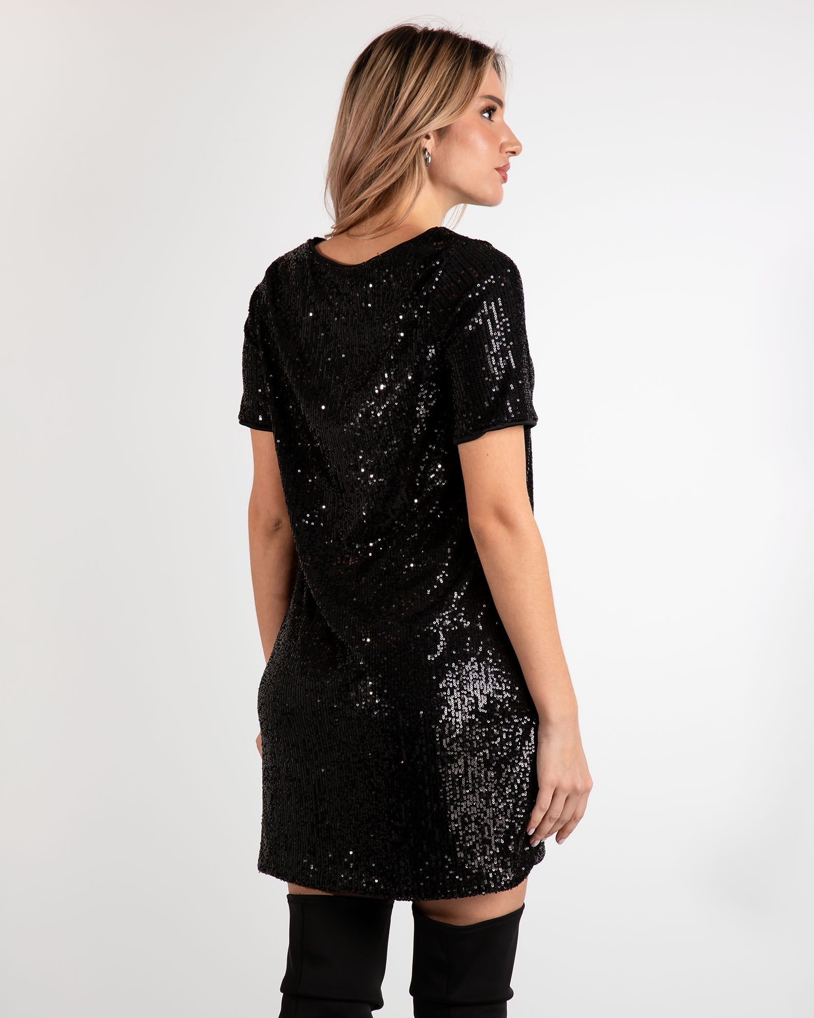 Mini dress with sequins 'Lo44las'-black