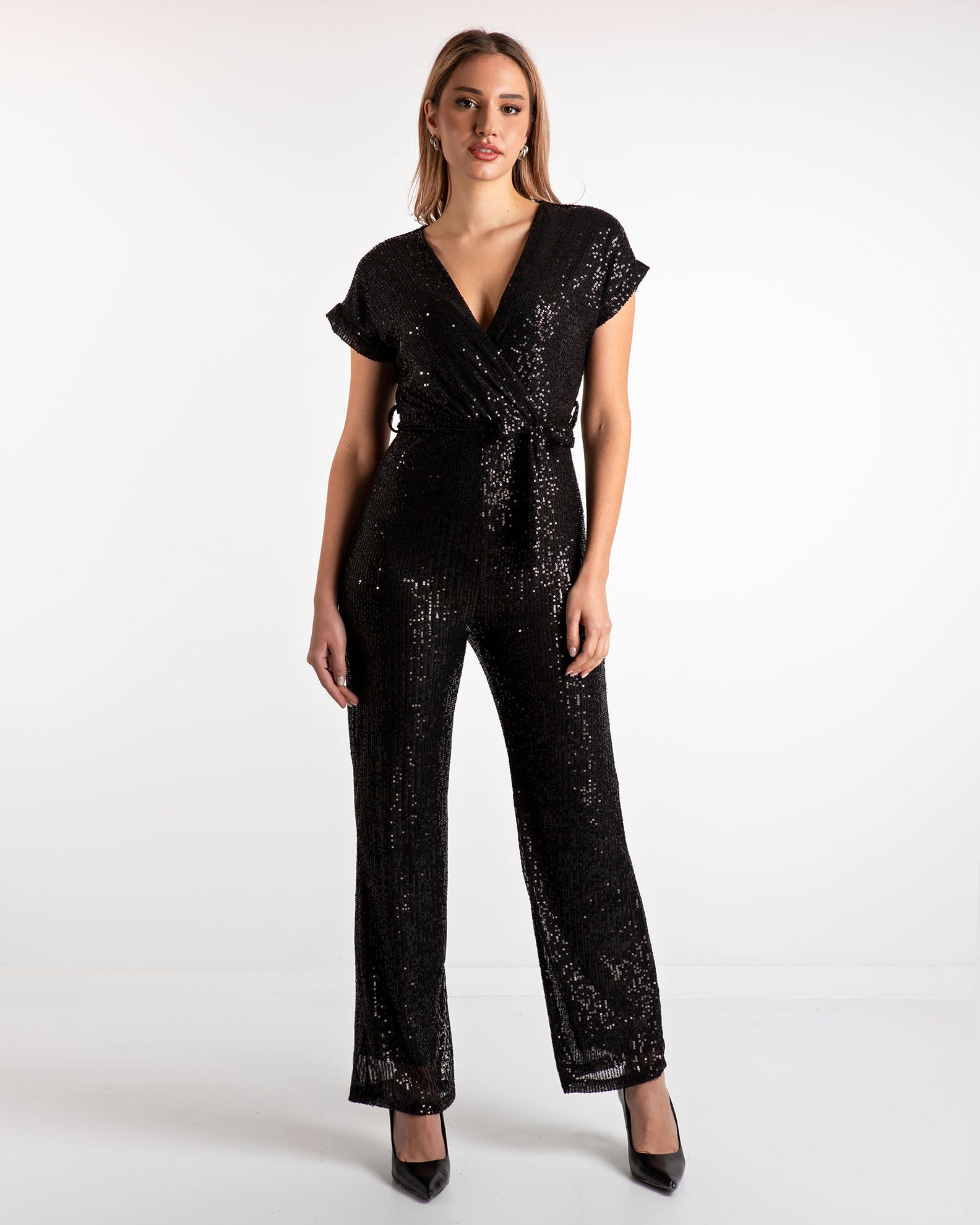 'Lu44na' sequin jumpsuit-black