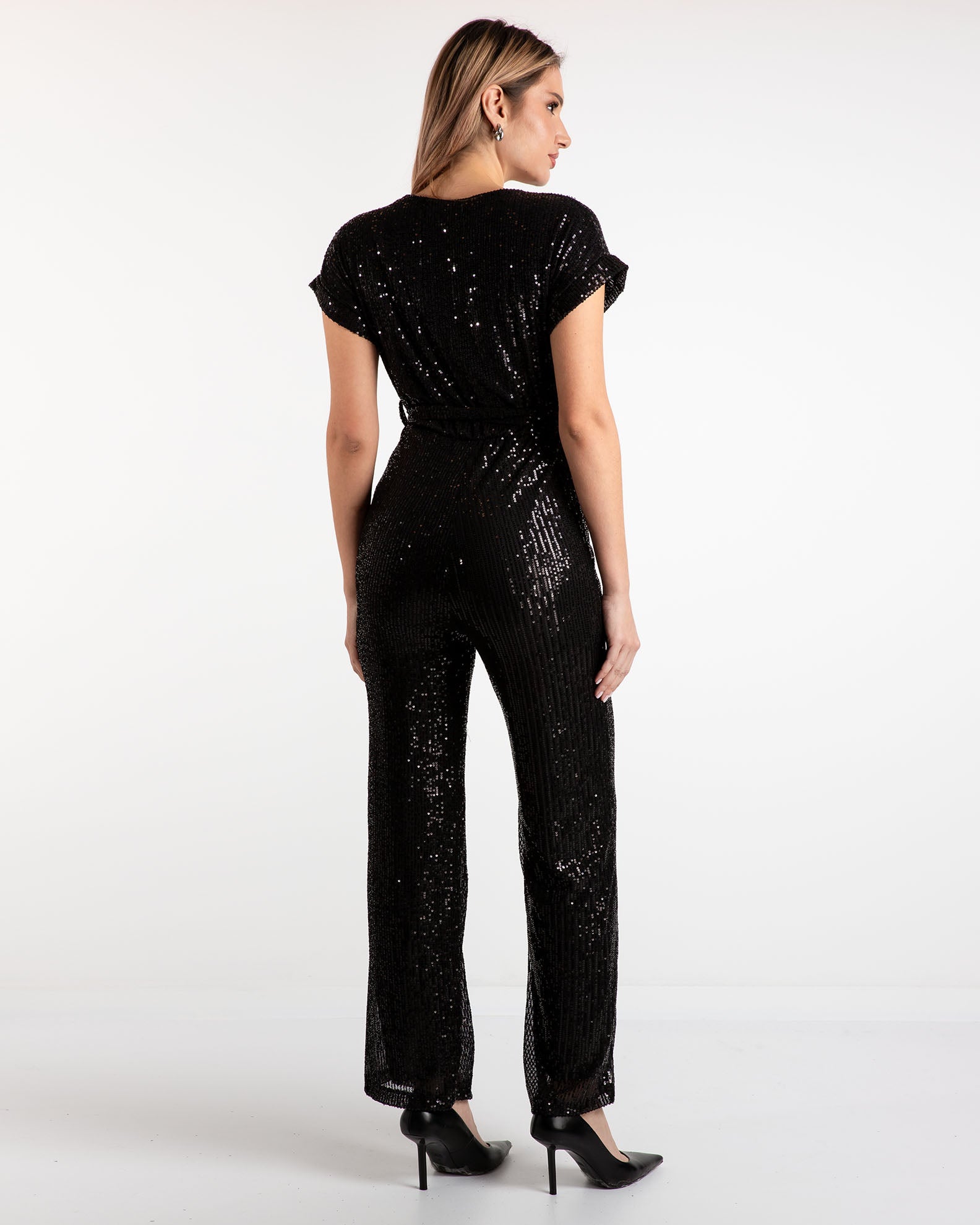 'Lu44na' sequin jumpsuit-black