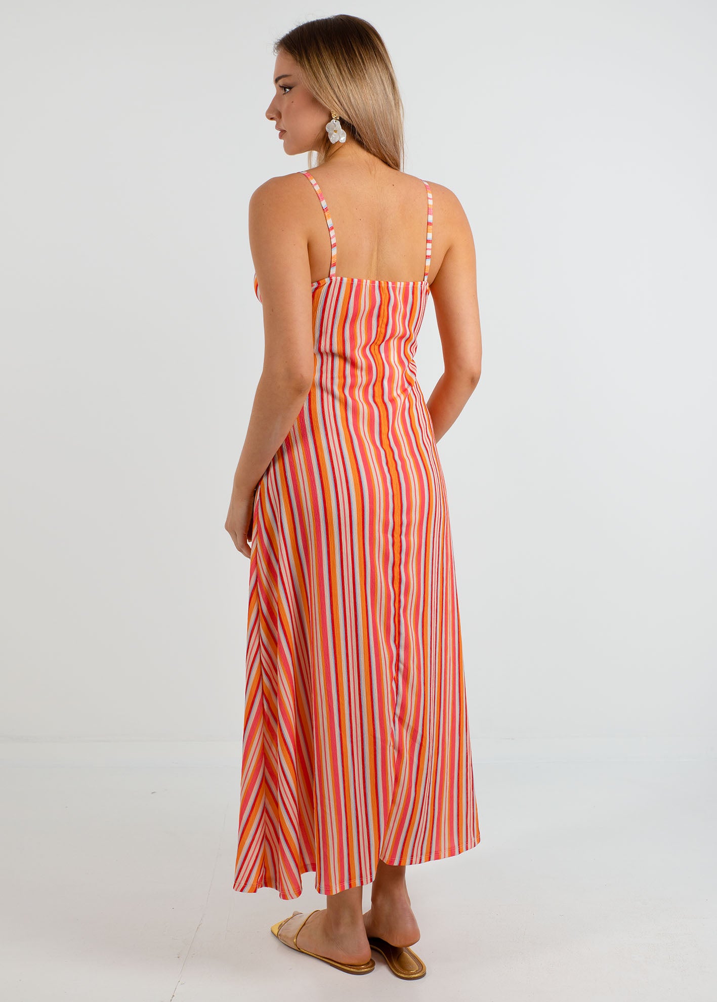 Αμάνικο μάξι φόρεμα γκοφρέ 'Ha44nni'-multi stripe