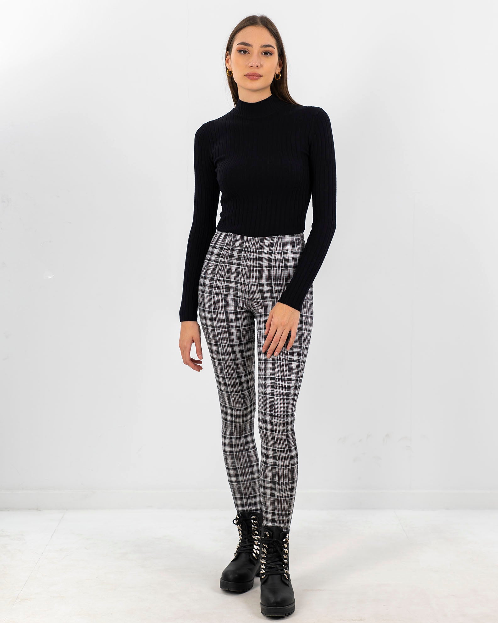 Women's check leggings 'Gloria'-rose check