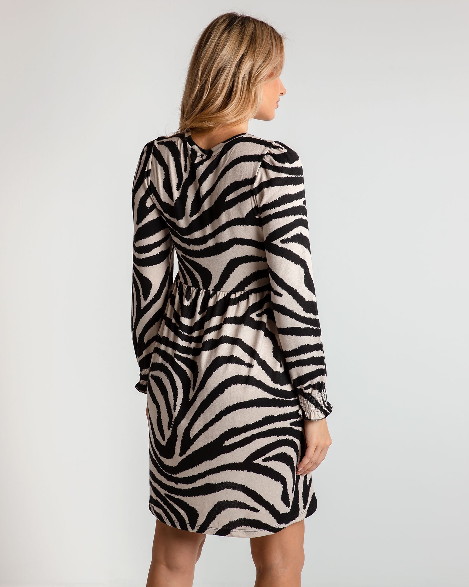 Μίνι φόρεμα animal print με μακρύ μανίκι 'Jo44sie'-beige zebra