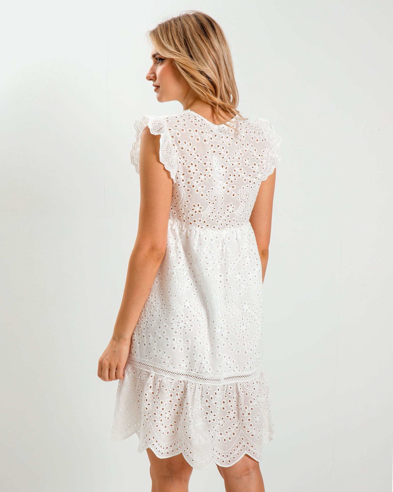 Mini dress with embroidery 'Co44lina'-white