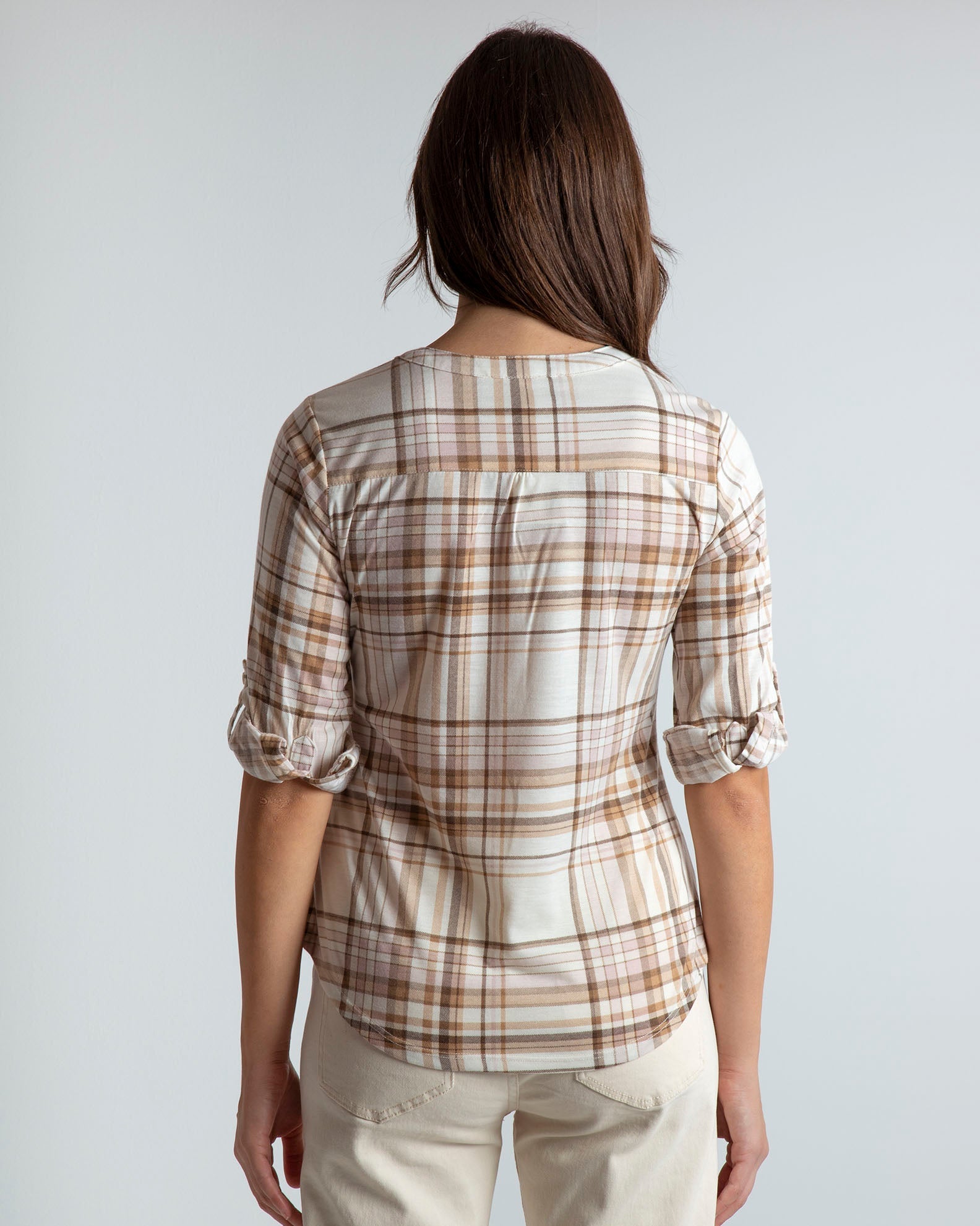 Women's 3/4 Checked Shirt 'Di44nara'-beige check