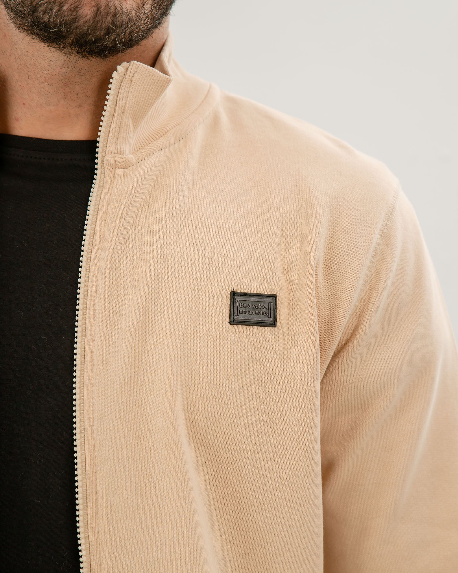 Men's 'Hariton' Zippered Sweatshirt-BEIGE