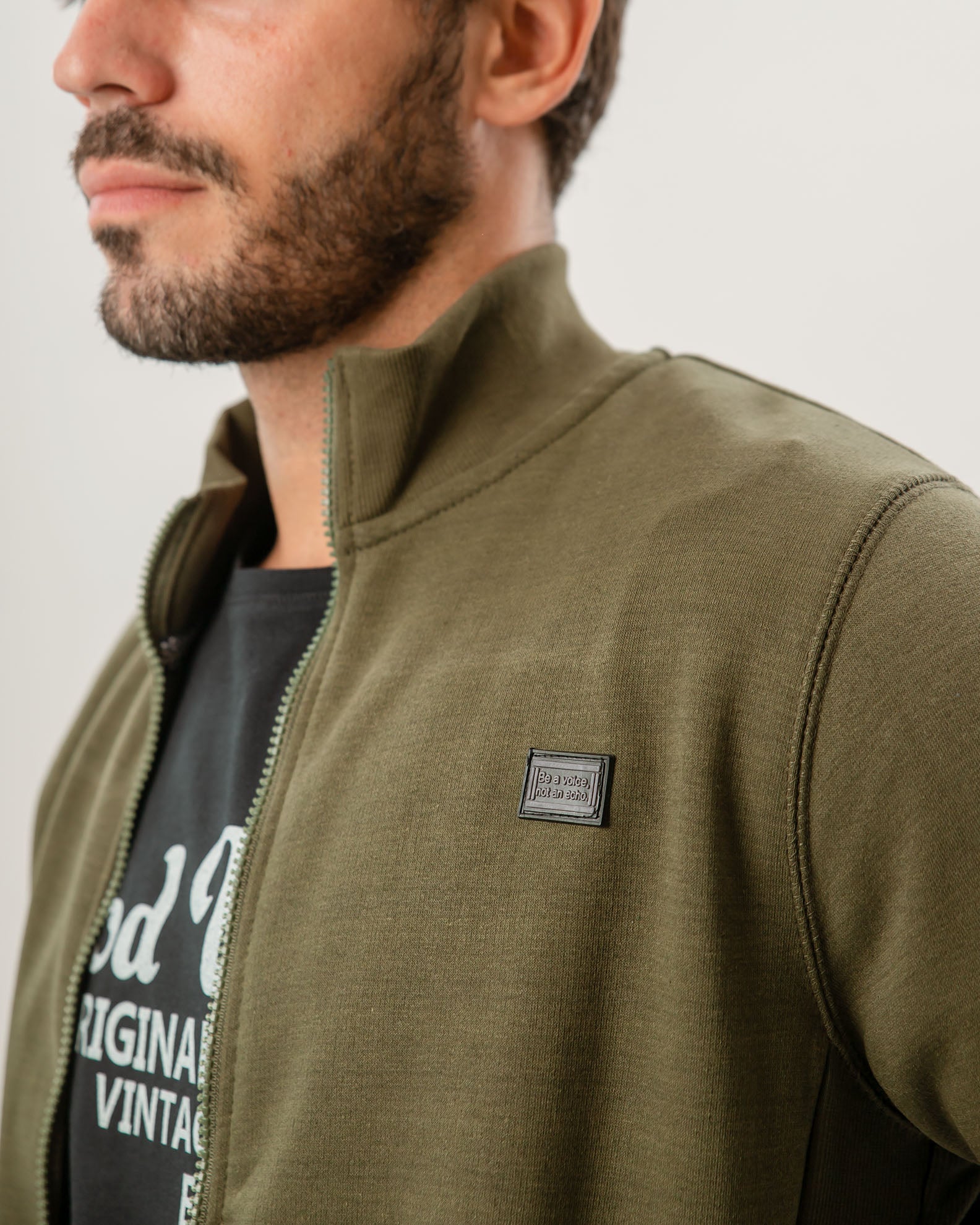 Men's 'Hariton' Zippered Sweatshirt-KHAKI