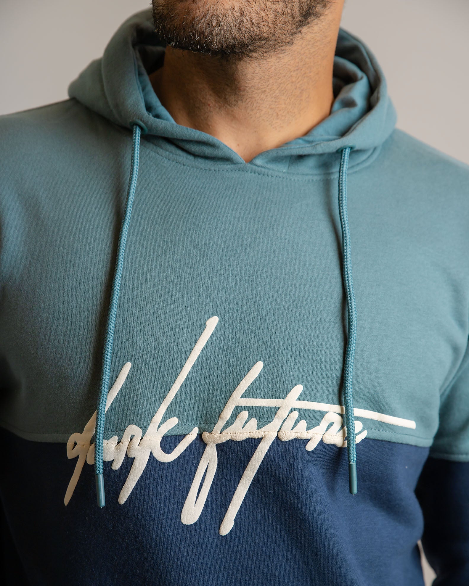 Men's Hoodie with 'Dark future' print-BLUE DARK