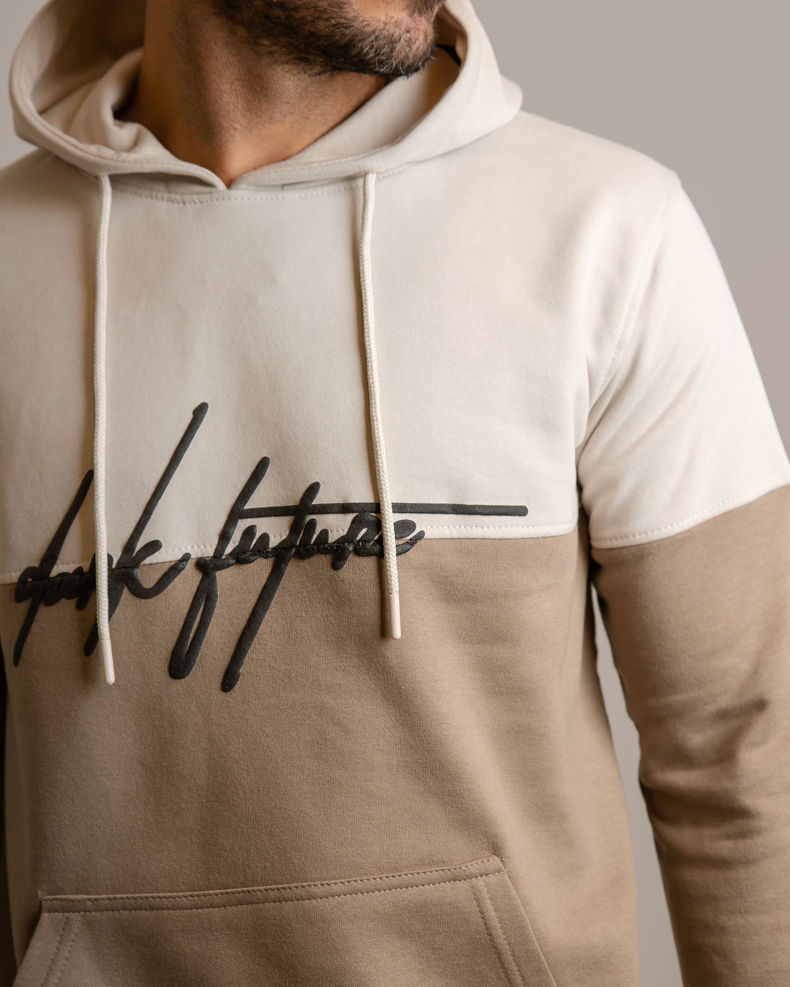 Men's Hooded Sweatshirt with 'Dark future' Print - CAMEL