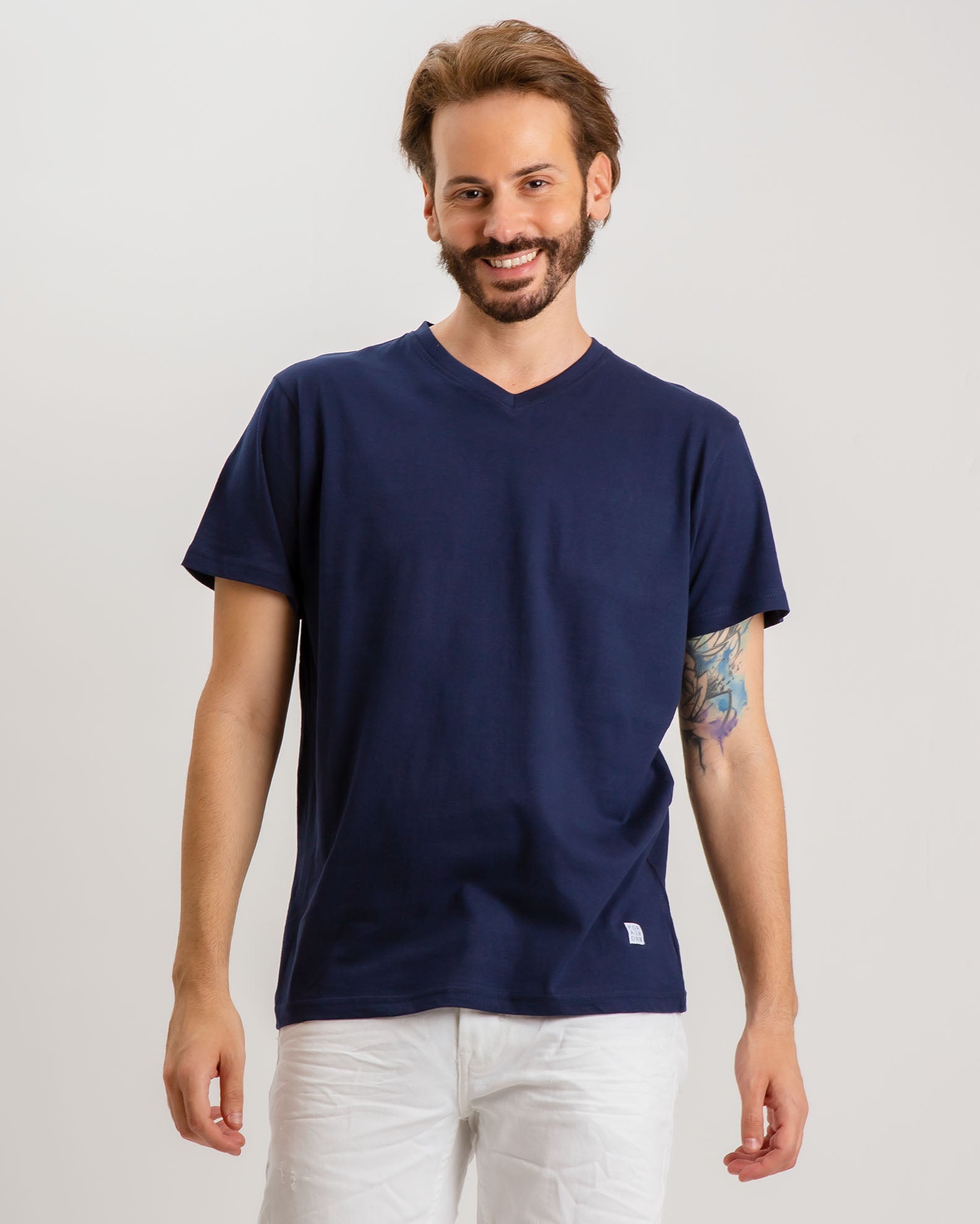 Men's short sleeve t-shirt V 'Fanis'-BLUE