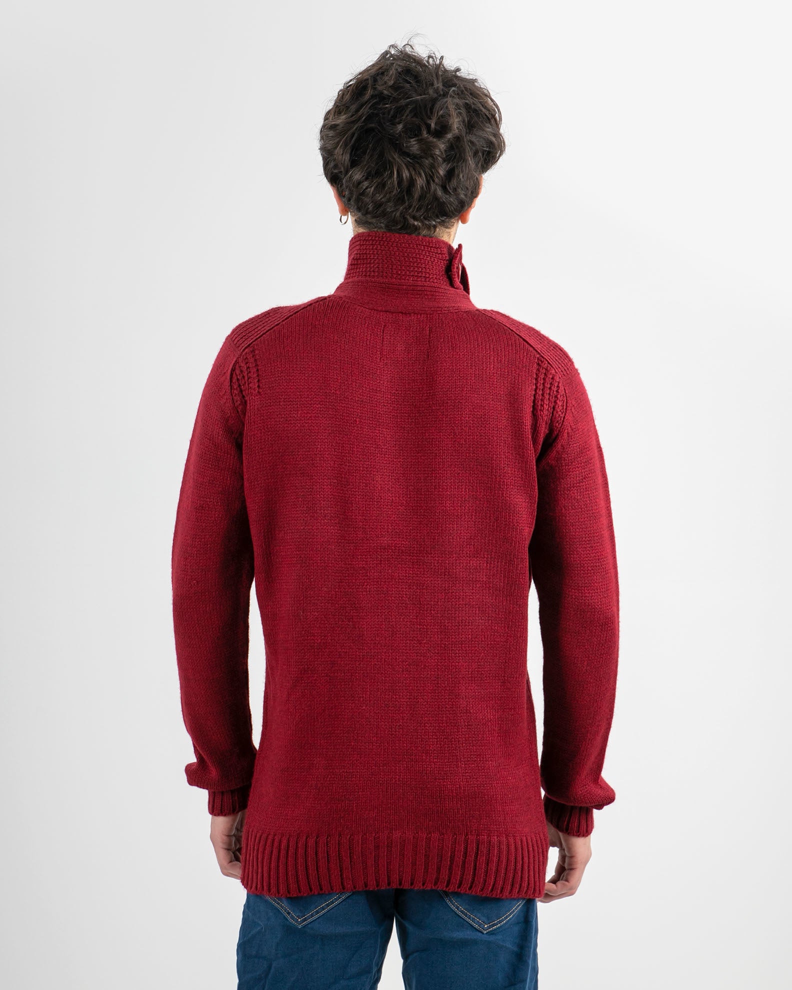 Men's Knitted Overcoat 'F-518 Roy Garage'-BORDEAUX