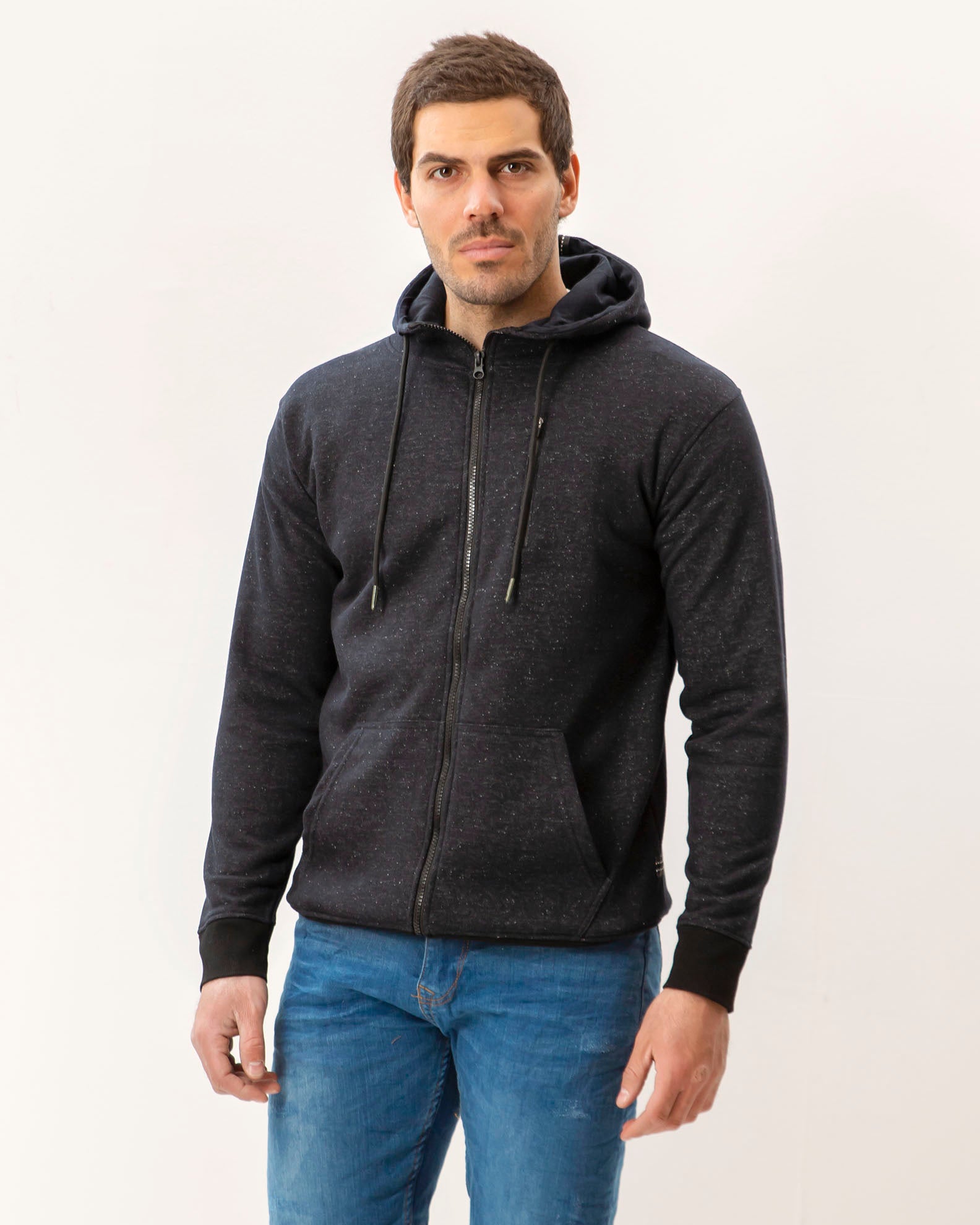 Men's hooded sweatshirt 'Leo'-BLACK