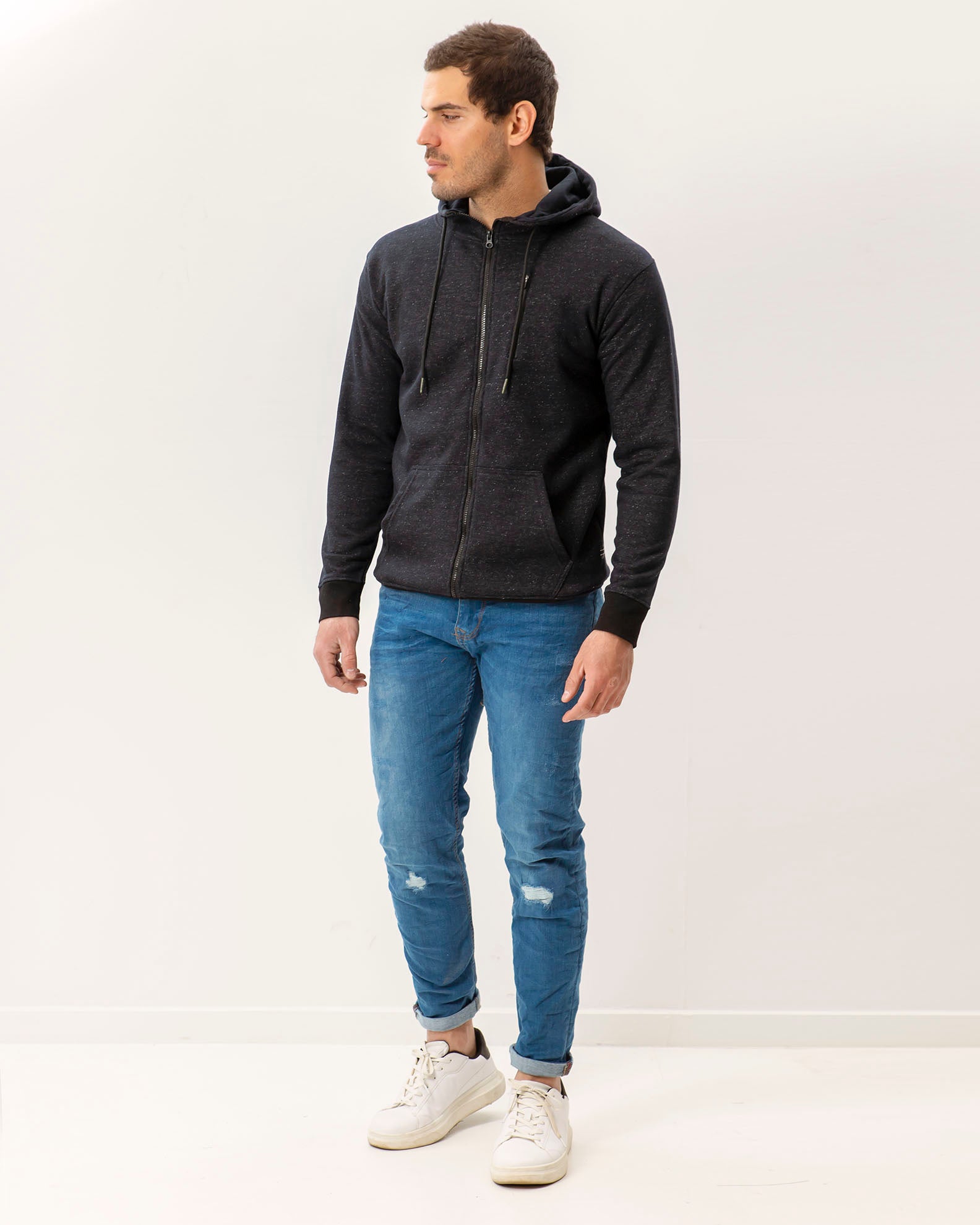 Men's hooded sweatshirt 'Leo'-BLACK