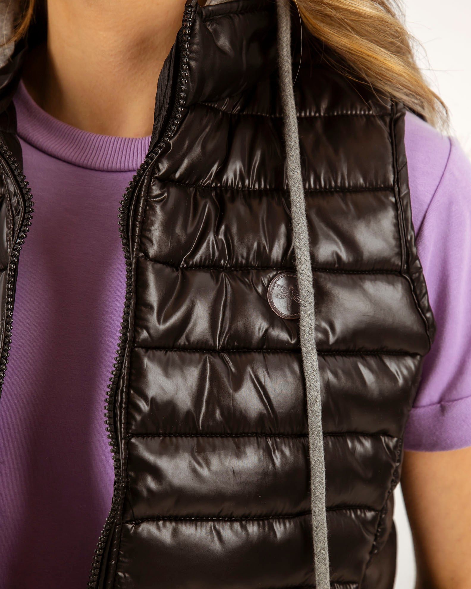 Women's Sleeveless Quilted Vest 'Barbara'-BLACK