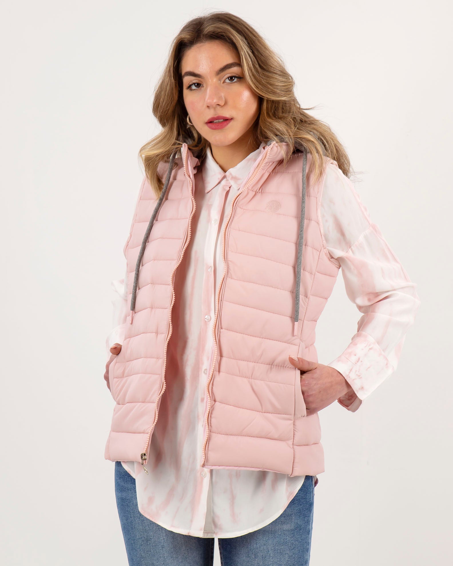 Women's Sleeveless Quilted Vest 'Barbara'-PINK