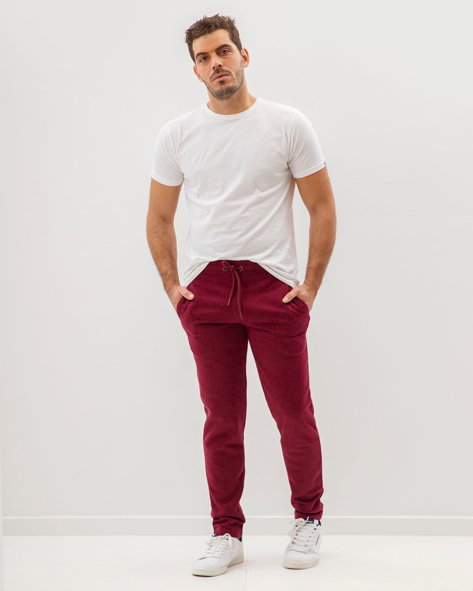 Men's sweatpants 'Stelios'-BORDEAUX