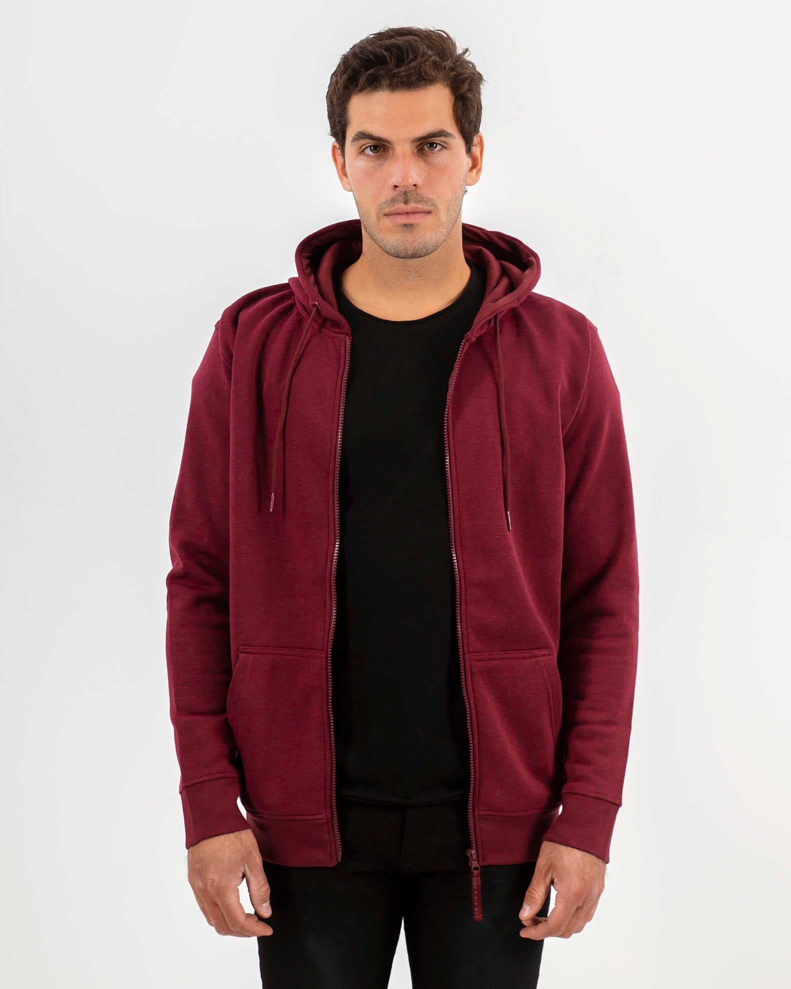 Men's hooded sweatshirt 'Bruno'-BORDEAUX