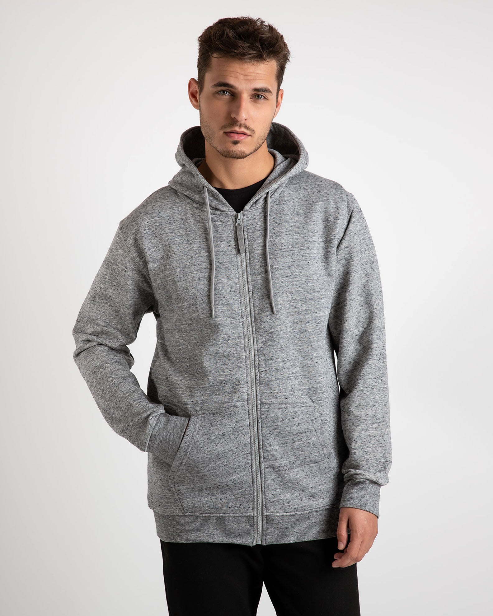 Men's hooded sweatshirt 'Bruno'-GRAY MELANGE