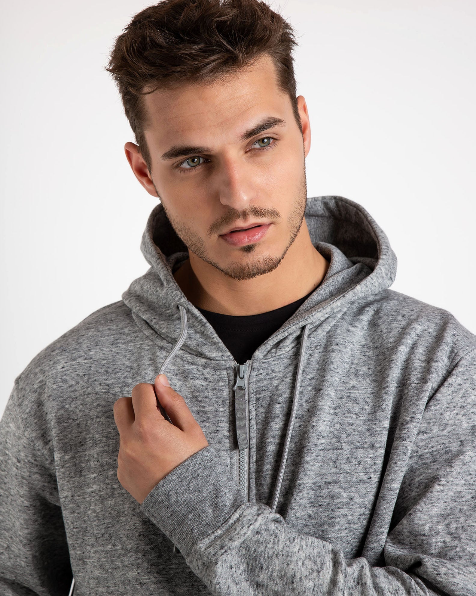 Men's hooded sweatshirt 'Bruno'-GRAY MELANGE