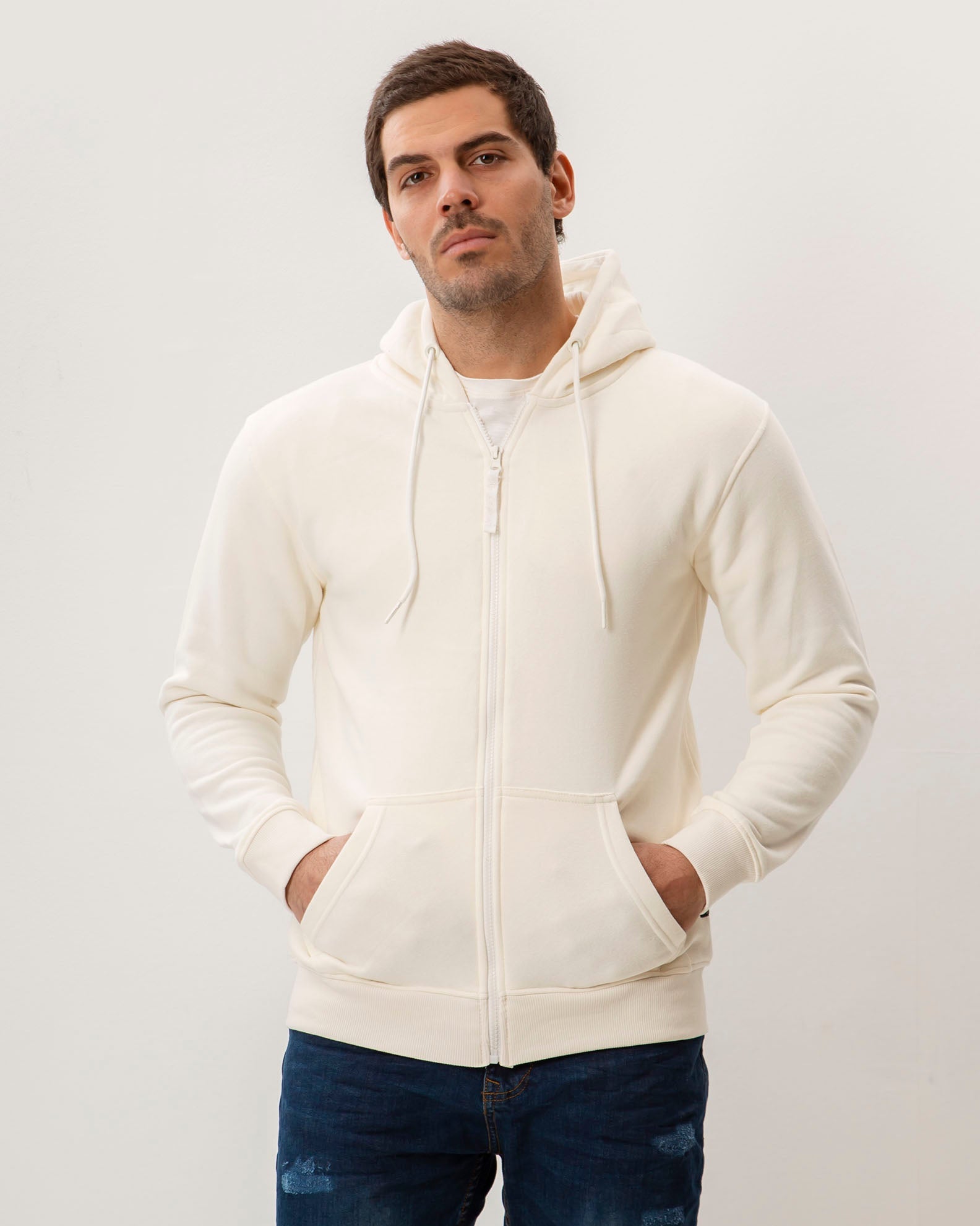 Men's hooded sweatshirt 'Bruno'-WHITE