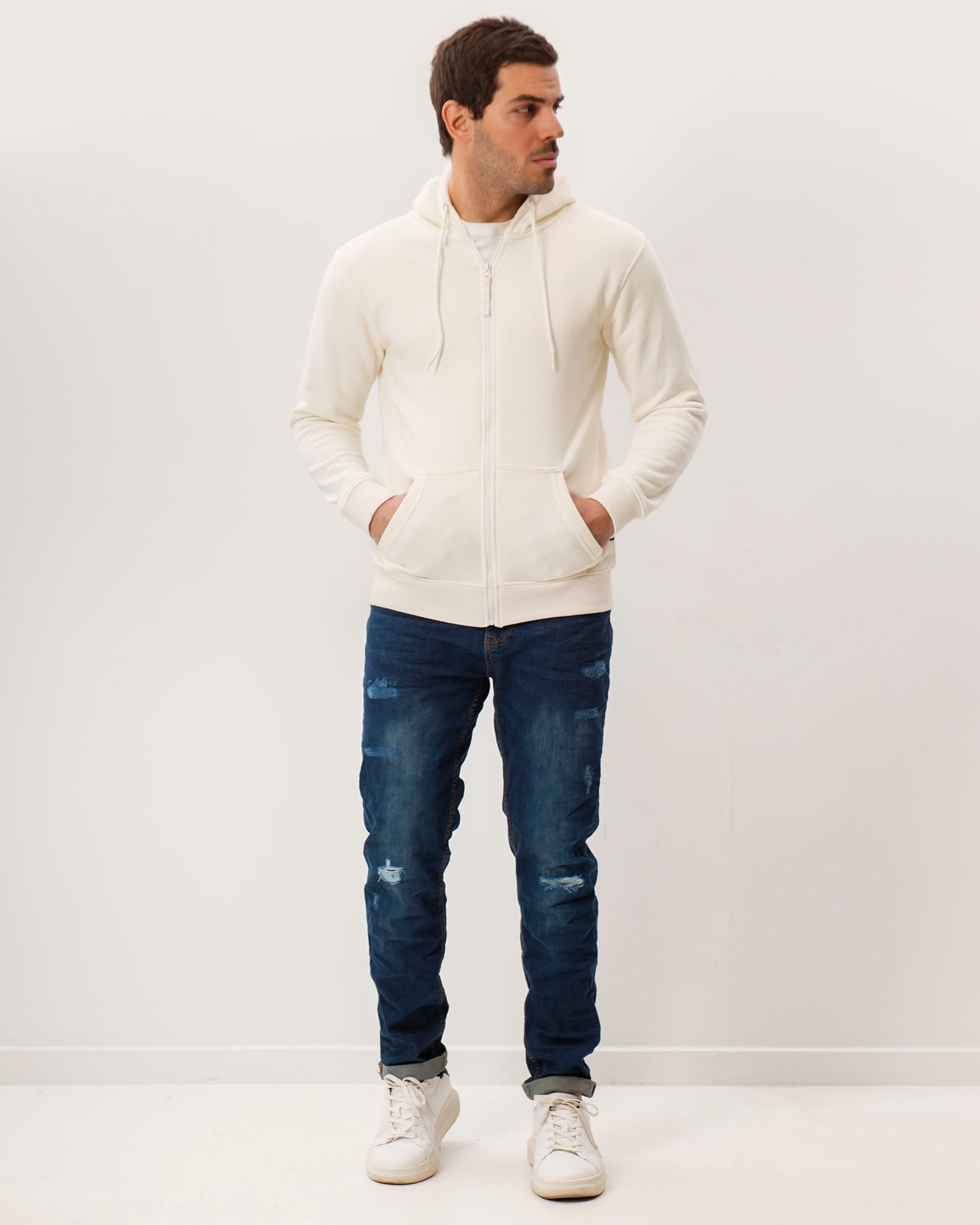 Men's hooded sweatshirt 'Bruno'-WHITE