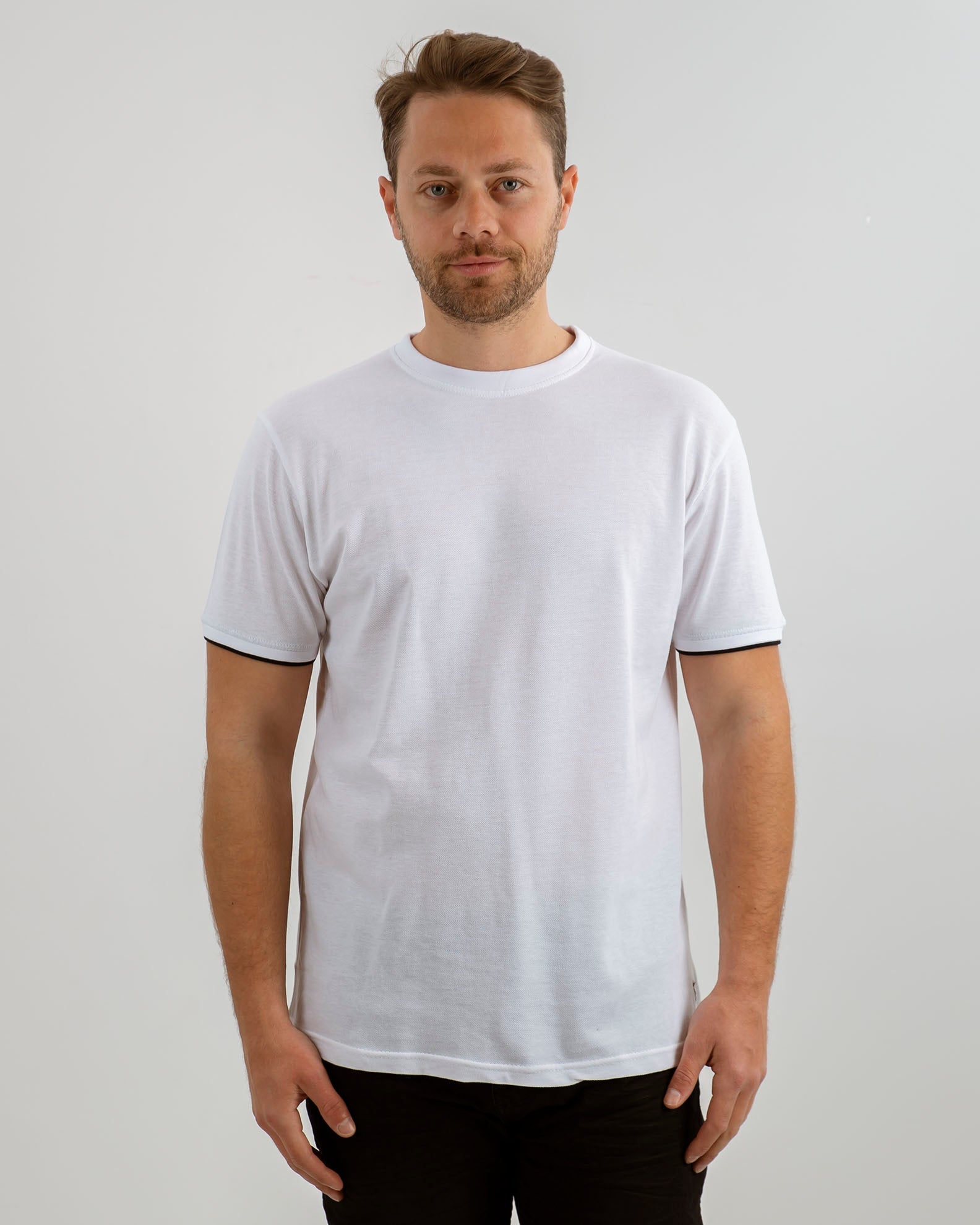 Men's Short Sleeve Pique T-Shirt 'Fisser'-WHITE