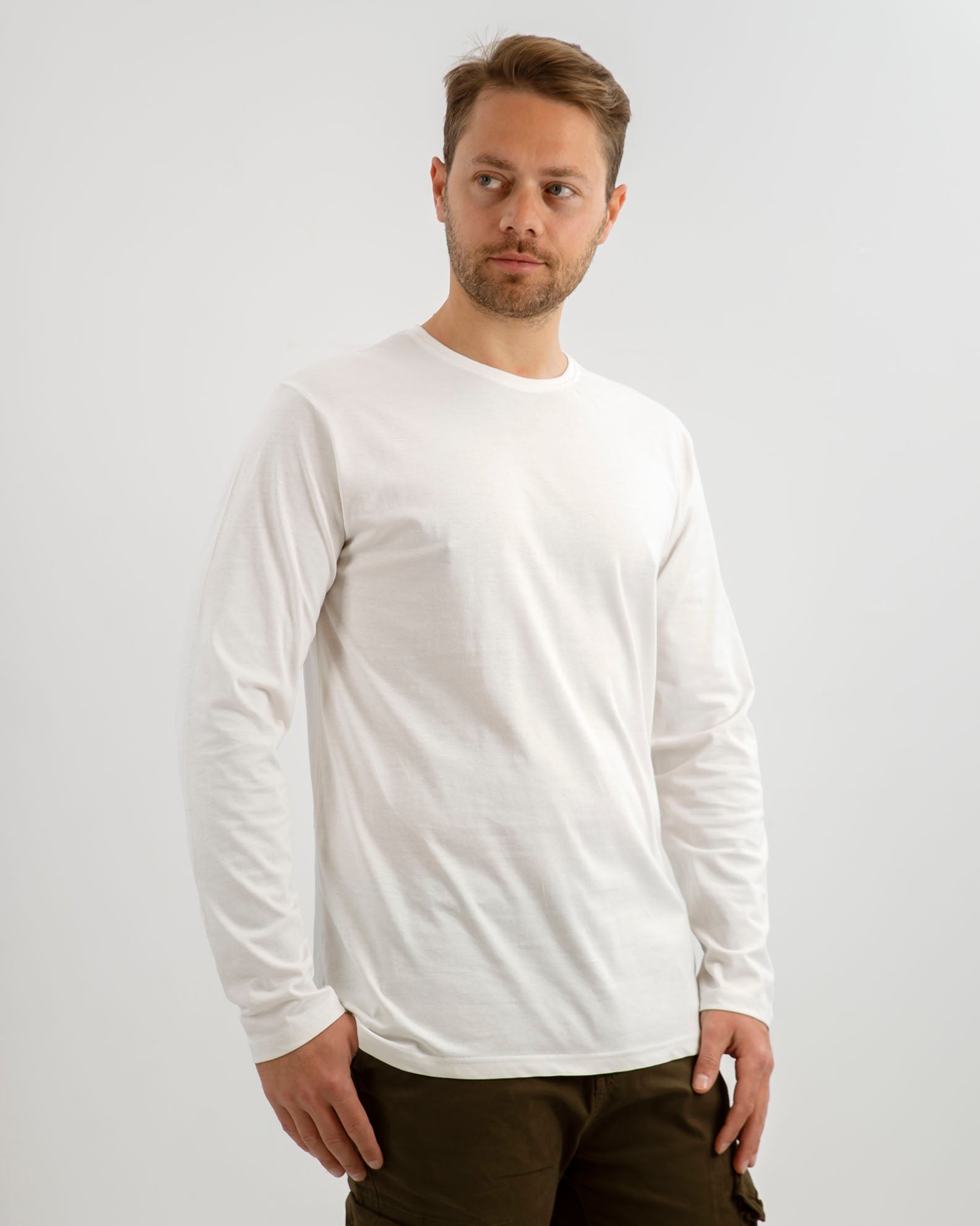 Men's Long Sleeve 'Solid' Blouse-OFFWHITE