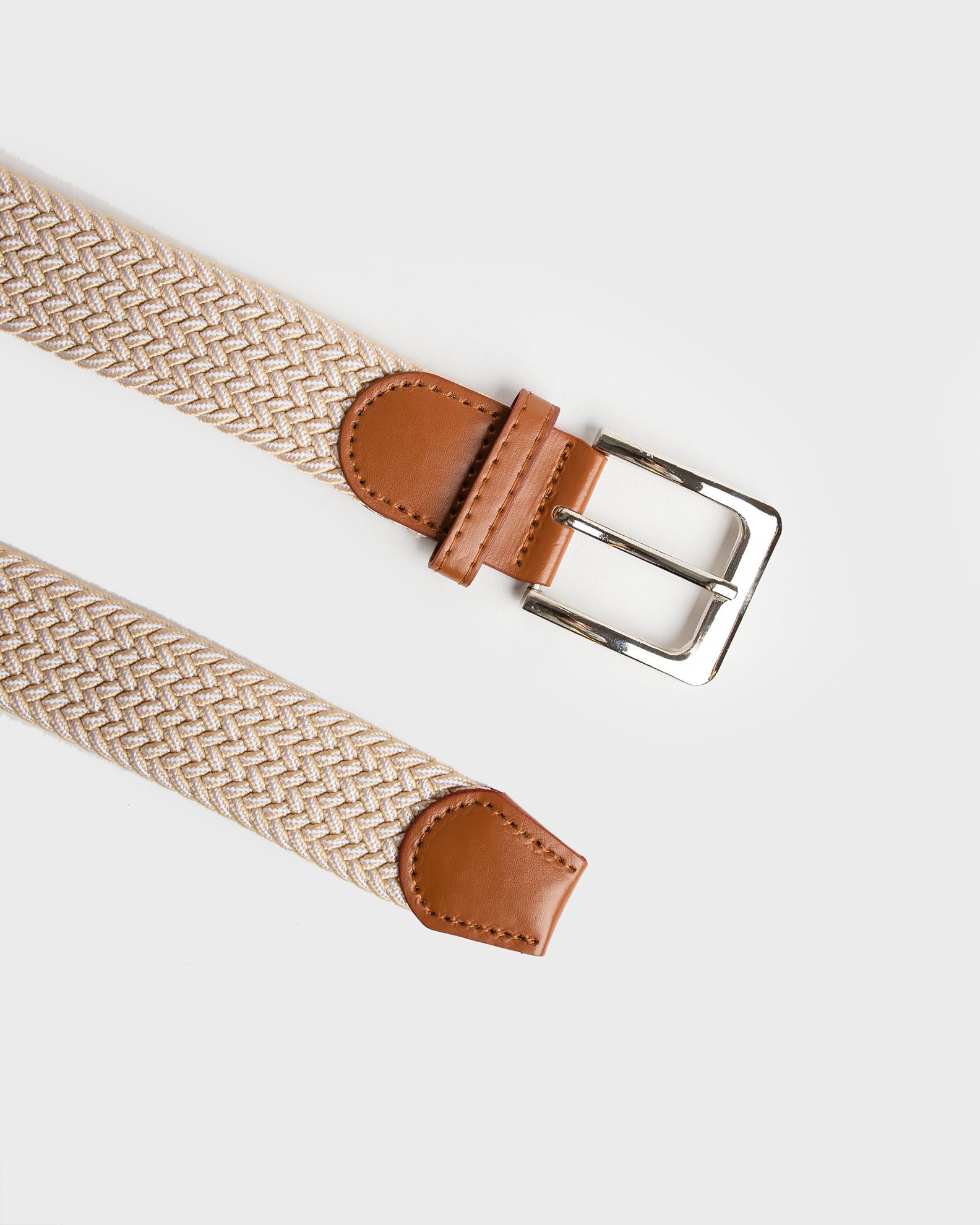 Ανδρική Ελαστική Πλεκτή Ζώνη "Knitted elastic belt"-beige/ecru