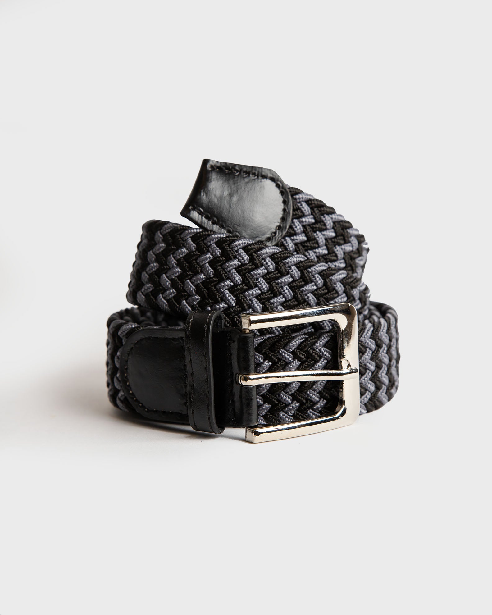 Ανδρική Ελαστική Πλεκτή Ζώνη "Knitted elastic belt"-black/grey