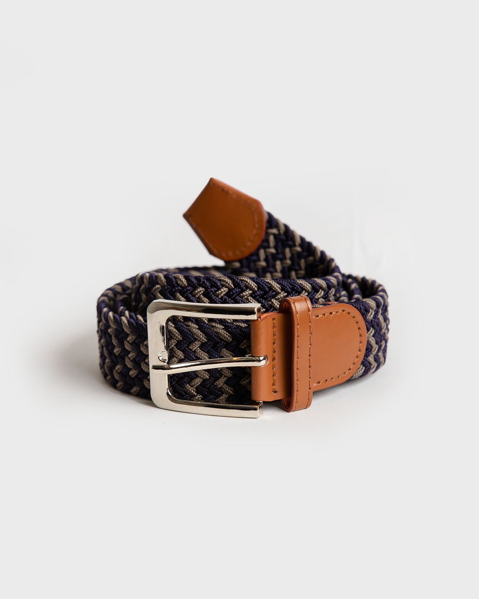 Ανδρική Ελαστική Πλεκτή Ζώνη "Knitted elastic belt"-taupe/blue