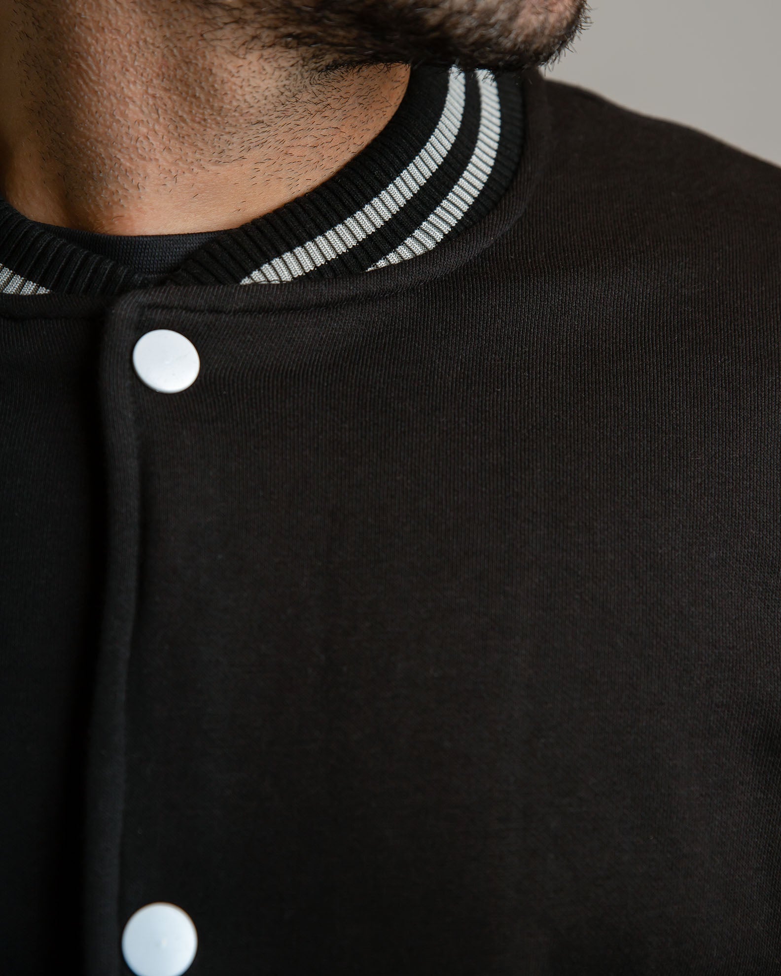 Men's 'Santos' Button Up Sweatshirt-BLACK