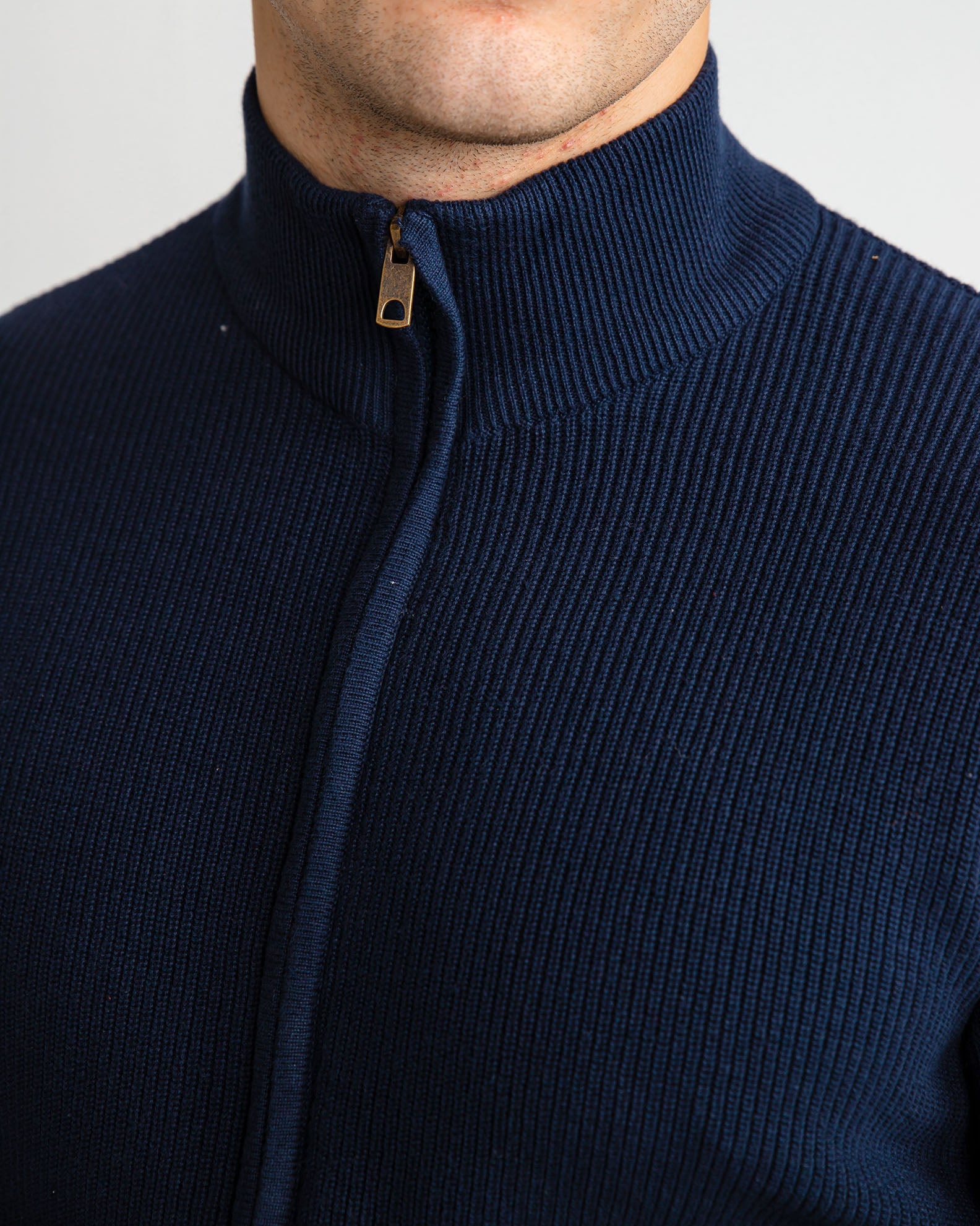 Men's Knitted Cardigan with Zipper 'Salvador'-BLUE