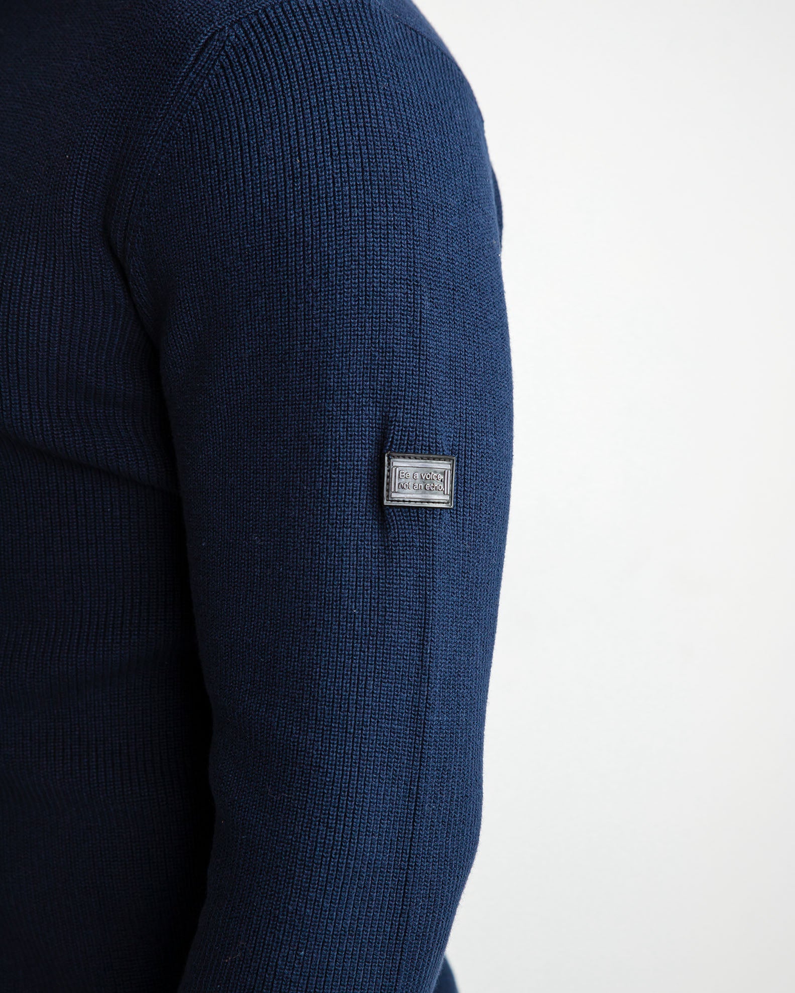 Men's Knitted Cardigan with Zipper 'Salvador'-BLUE