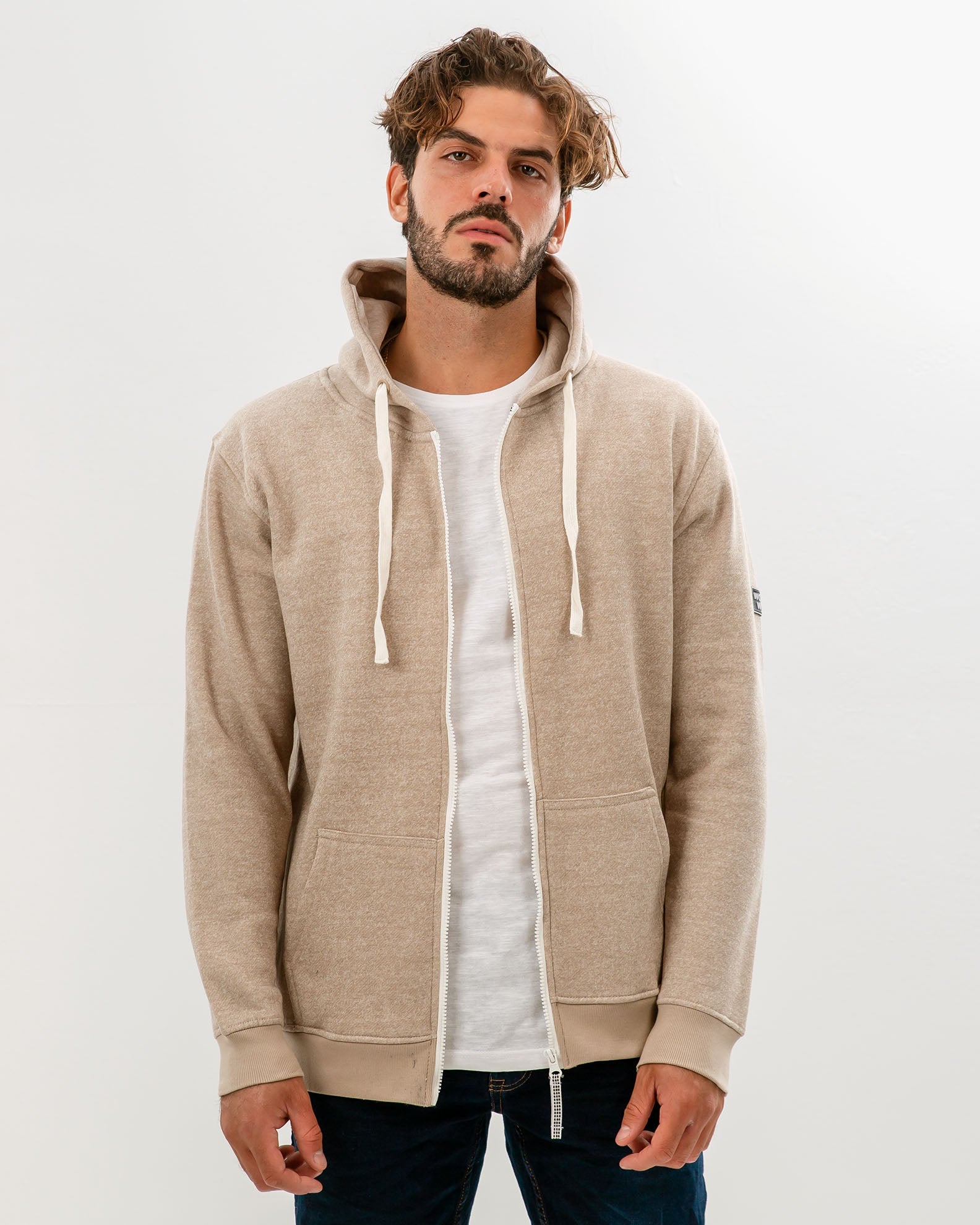 Men's Hooded Sweatshirt 'Giovanni'-BEIGE MELANGE